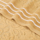 Sadie Zero Twist Cotton Elegant Floral Motif Absorbent Jacquard 6 Piece Towel Set