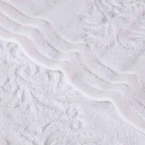 Sadie Zero Twist Cotton Floral Solid and Jacquard Bath Towel - White