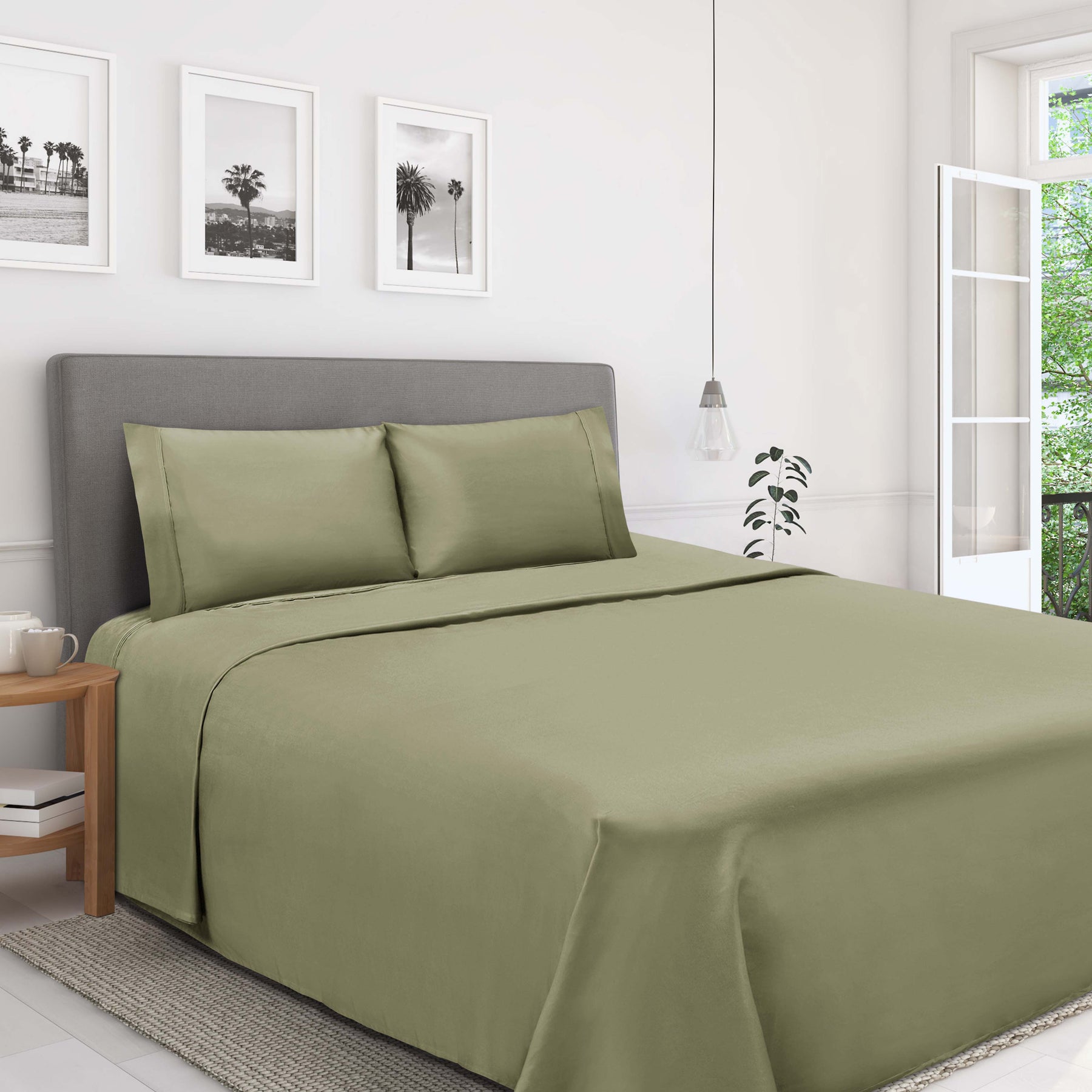 Egyptian Cotton 1200 Thread Count Eco-Friendly Solid Sheet Set - Sage