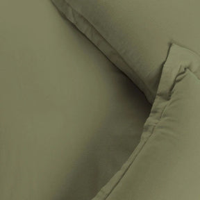 Cotton Flannel Solid Duvet Cover Set with Button Closure - Sage
