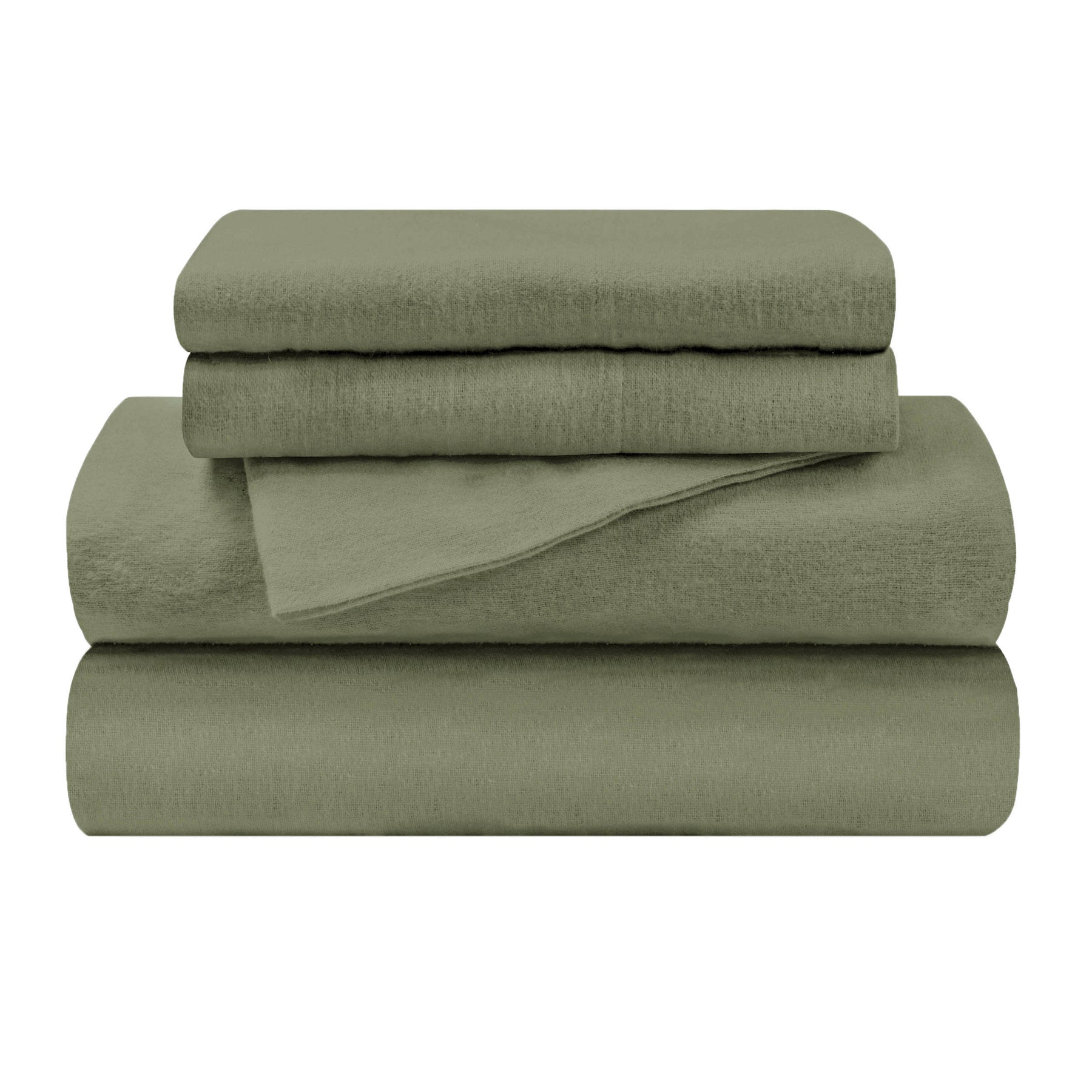 Solid Flannel Cotton Soft Warm Deep Pocket Sheet Set - Sage
