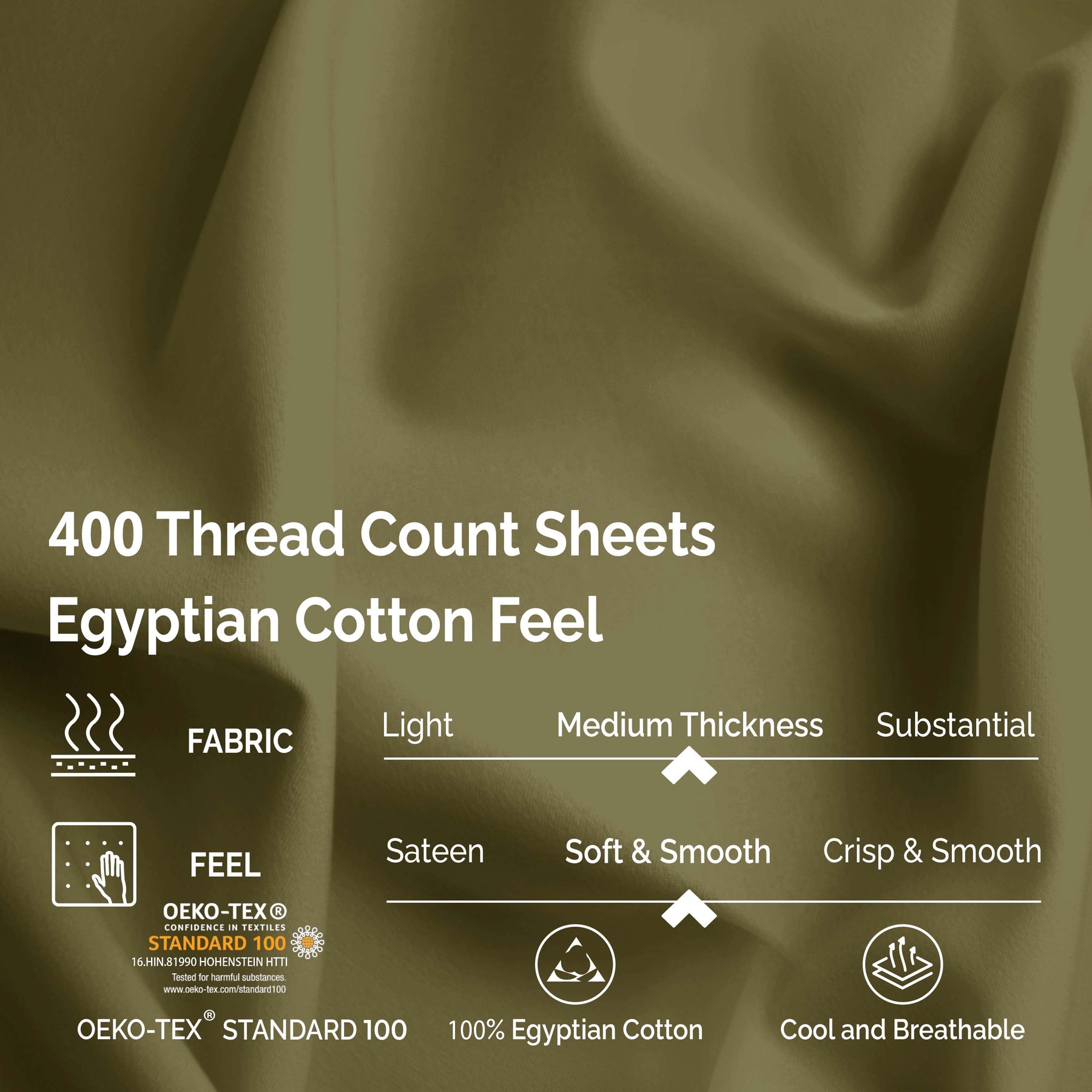 Superior 400 Thread Count Solid 100% Egyptian Cotton Deep Pocket Sheet Set - Sage