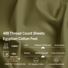 400 Thread Count Egyptian Cotton Solid Deep Pocket Sheet Set - Sage