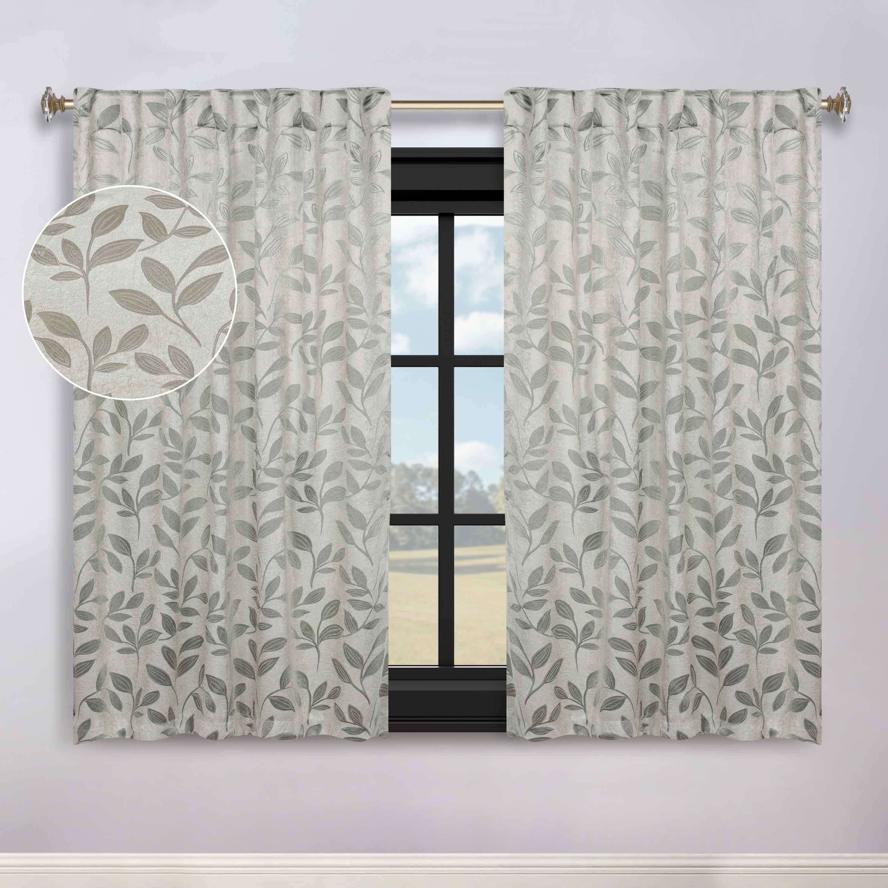 Leaves Room Darkening Back Tabs Blackout Curtain Panels, Set of 2 - Blackout Curtains by Superior Brand