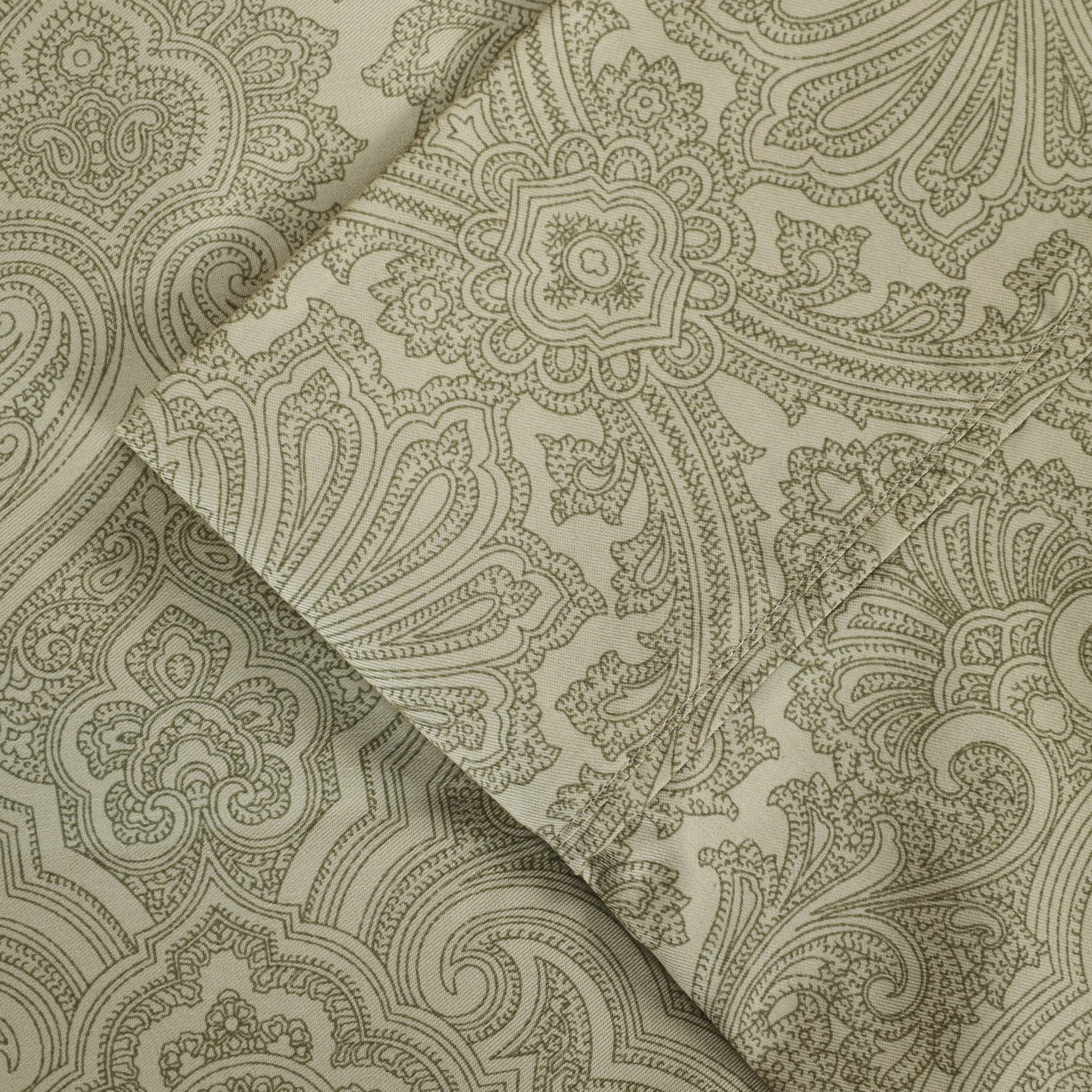 Italian Paisley 600 Thread Count Cotton Blend Deep Pocket Sheet Set - Sage