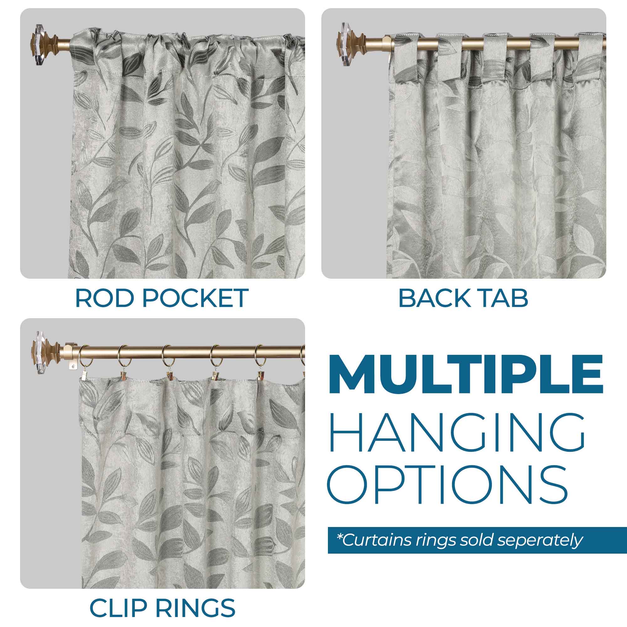 Leaves Room Darkening Back Tabs Blackout Curtain Panels, Set of 2 - Blackout Curtains by Superior