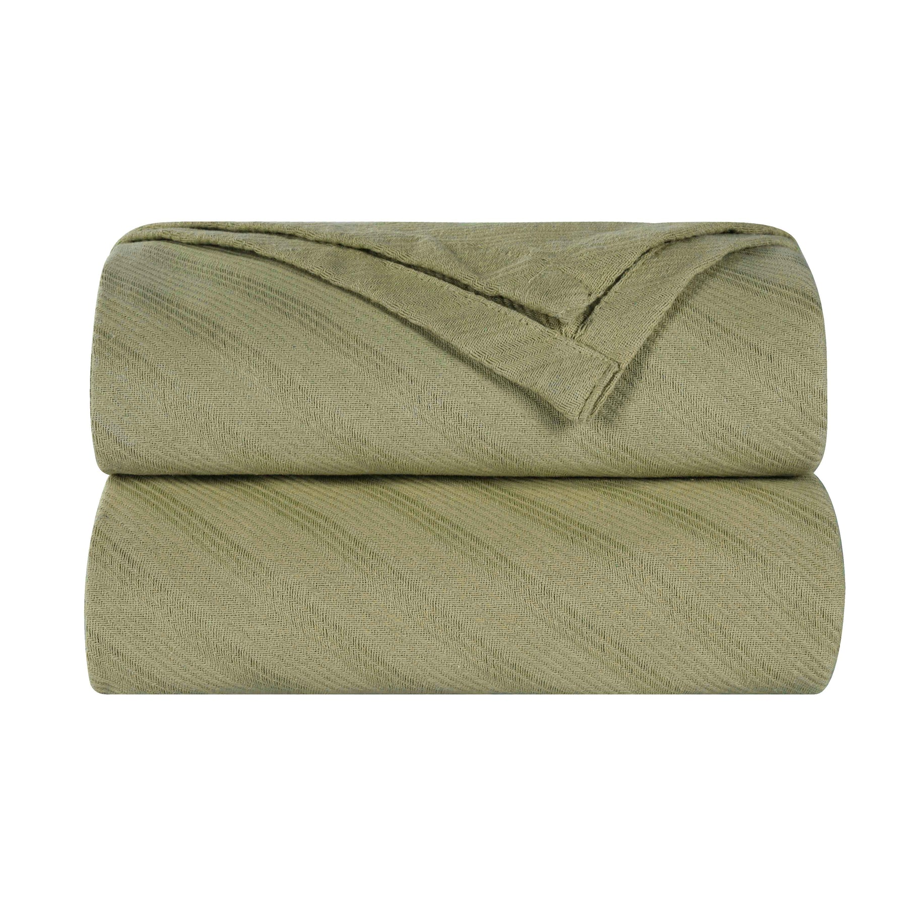 Milan Cotton Textured Jacquard Striped Lightweight Woven Blanket - Sage
