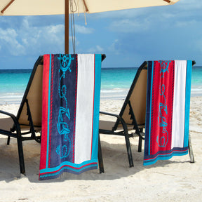 Superior Sailing Cotton Oversized Beach Towel Set - Blue