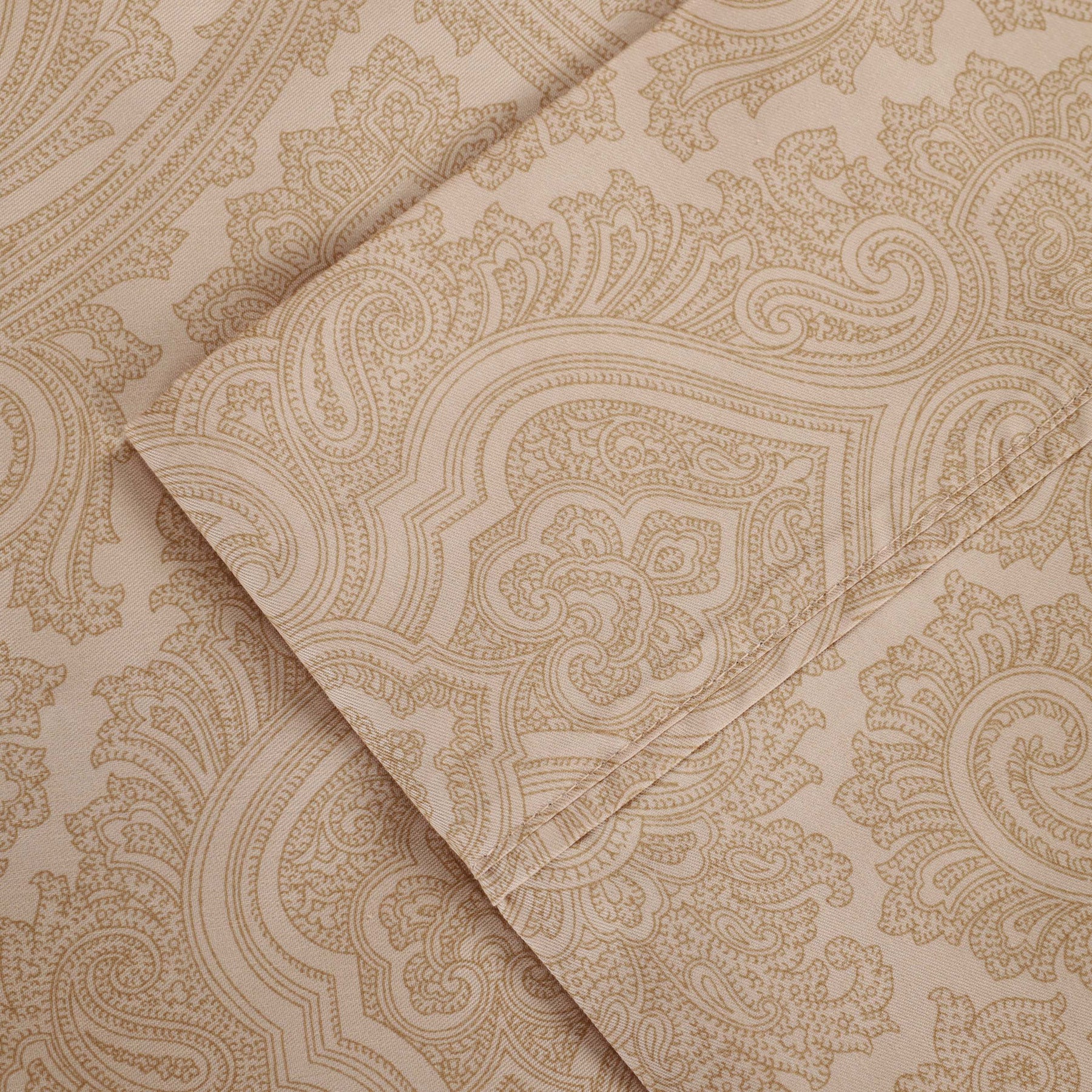 Italian Paisley 600 Thread Count Cotton Blend Deep Pocket Sheet Set - Sand