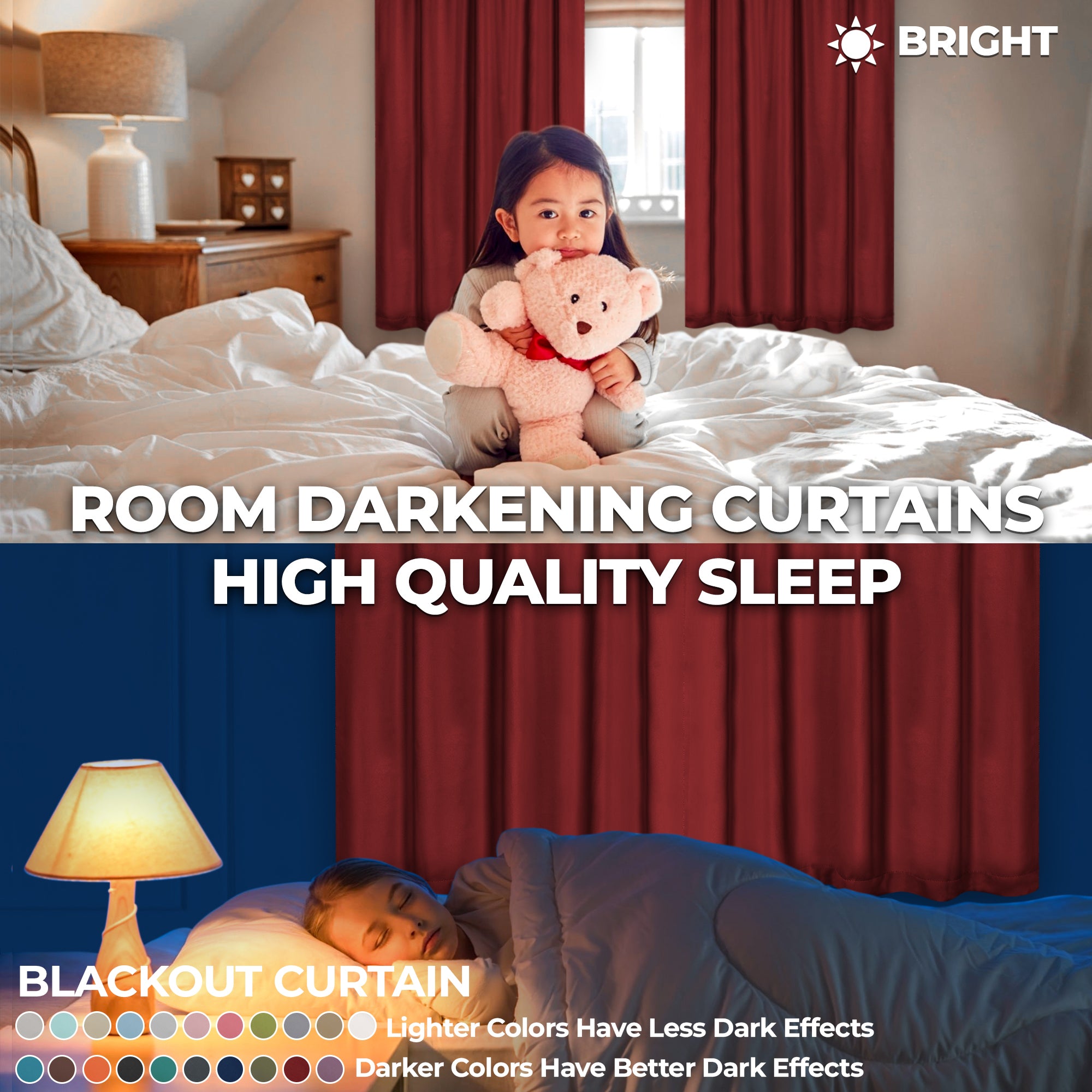 Solid Room Darkening Rod Pocket Blackout Curtain Panels, Set of 2 - Blackout Curtains by Superior
