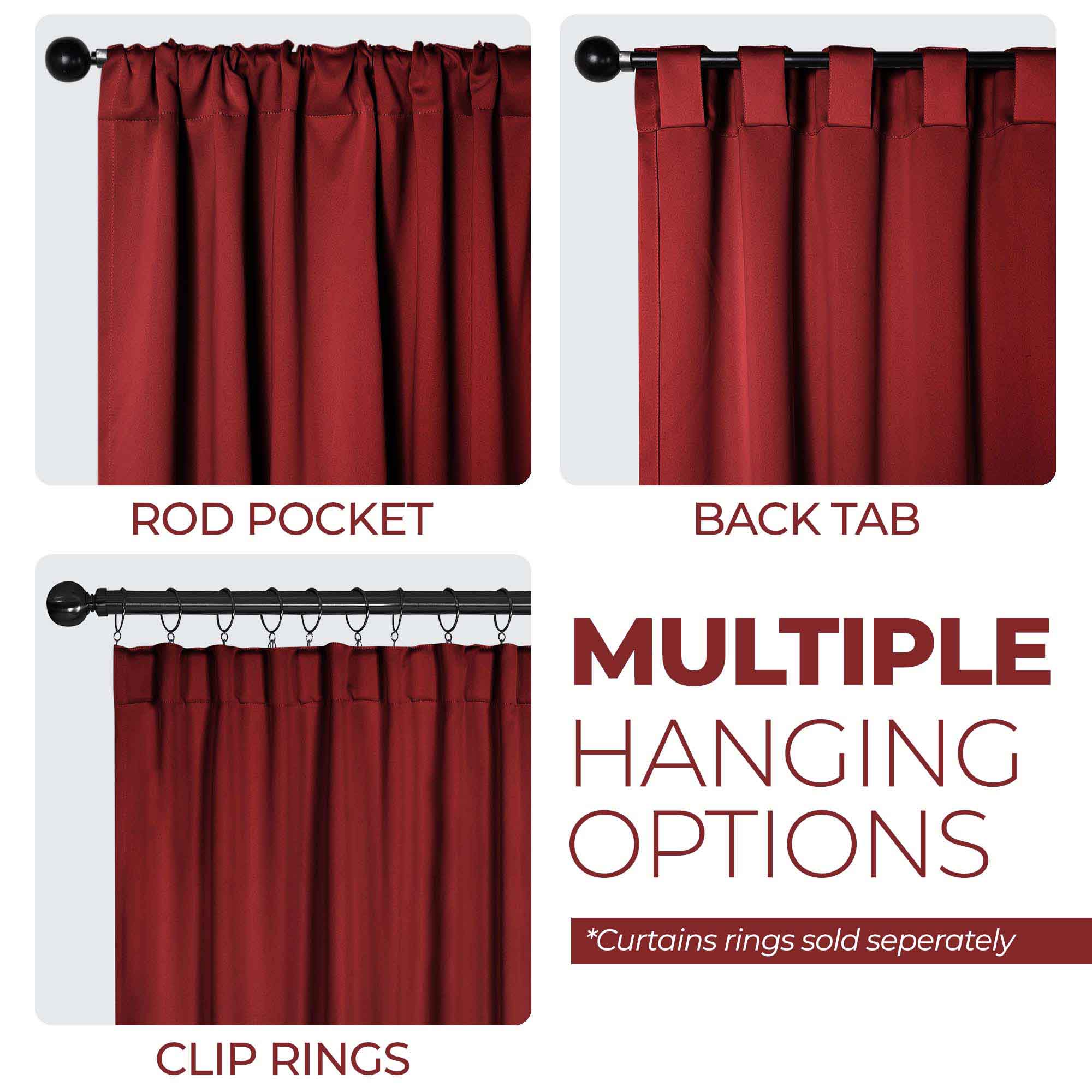 Solid Room Darkening Blackout Curtain Panels, Back Tabs, Set of 2 - Blackout Curtains by Superior