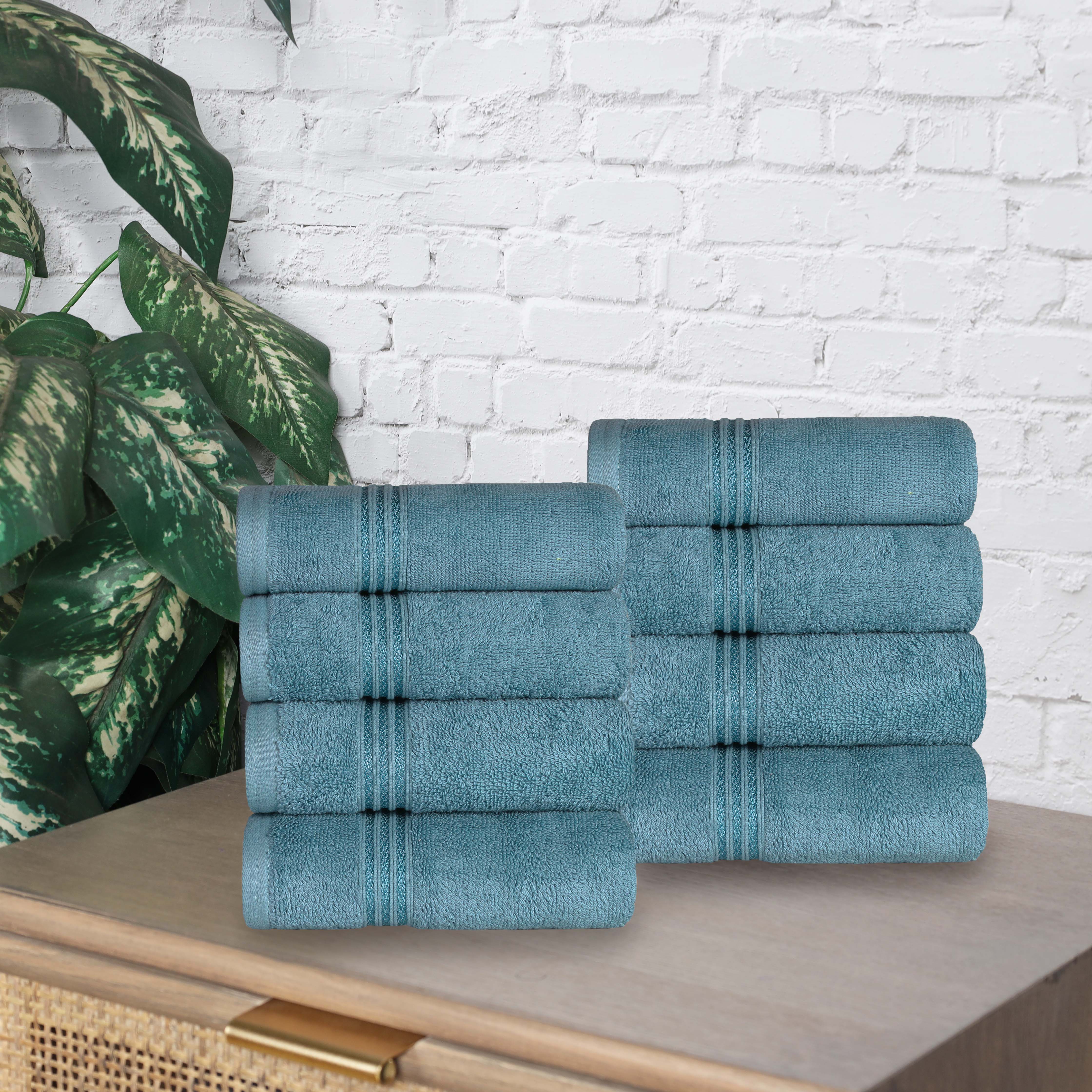 Heritage Egyptian Cotton Plush Thick Absorbent Hand Towel Set of 8 - Egyptian Cotton Hand Towel by Superior