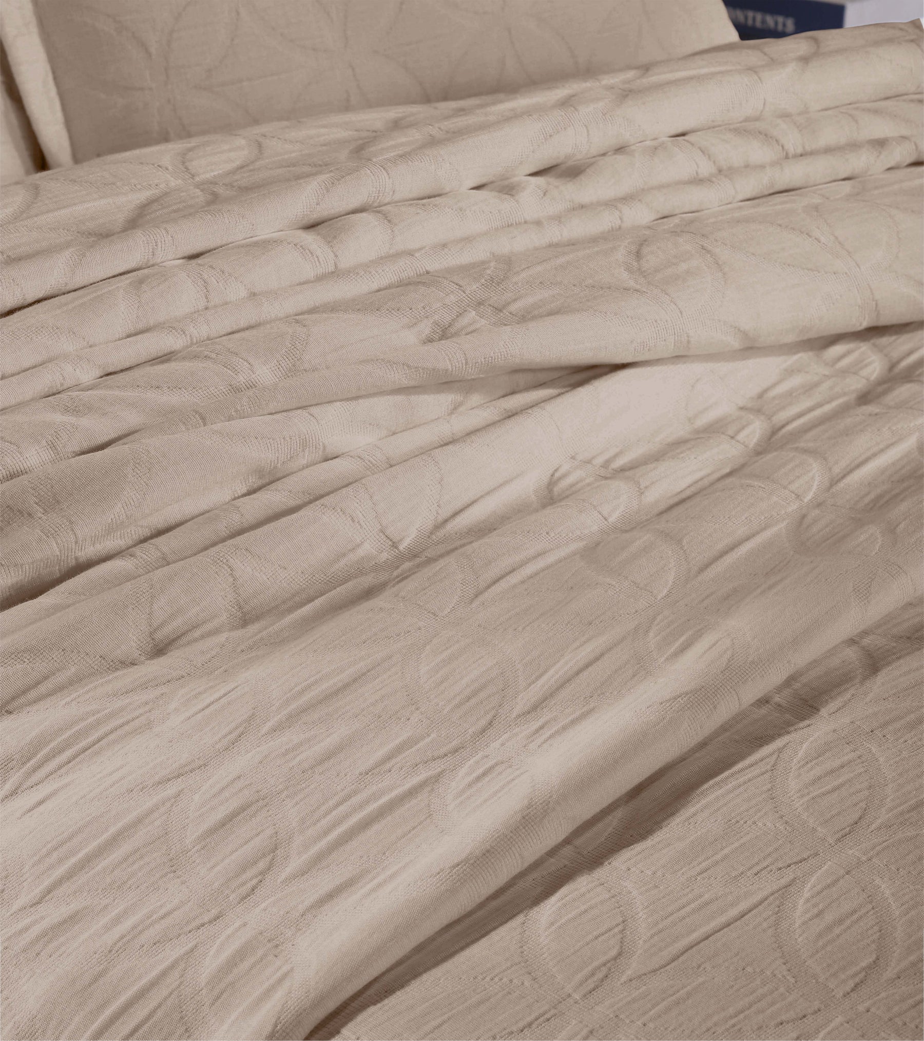 Serenity Cotton Matelasse Weave Jacquard Celtic Circle Bedspread Set - Linen