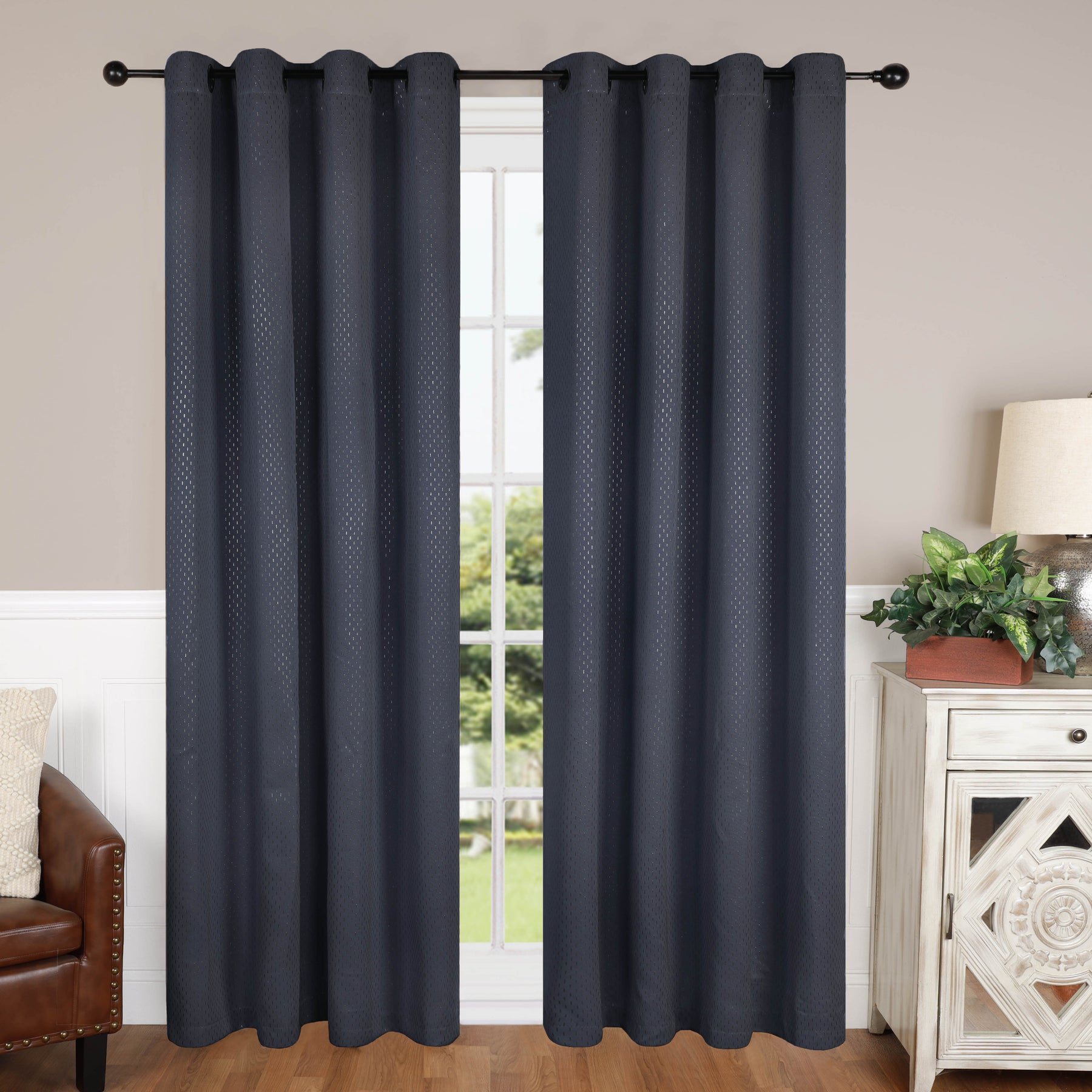 Blackout Solid Shimmer Grommet Curtain Panel - Deep Gulf
