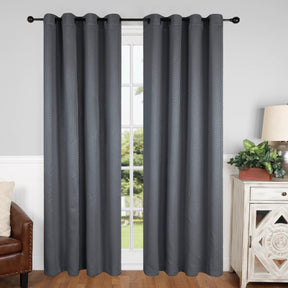 Blackout Solid Shimmer Grommet Curtain Panel - Grey