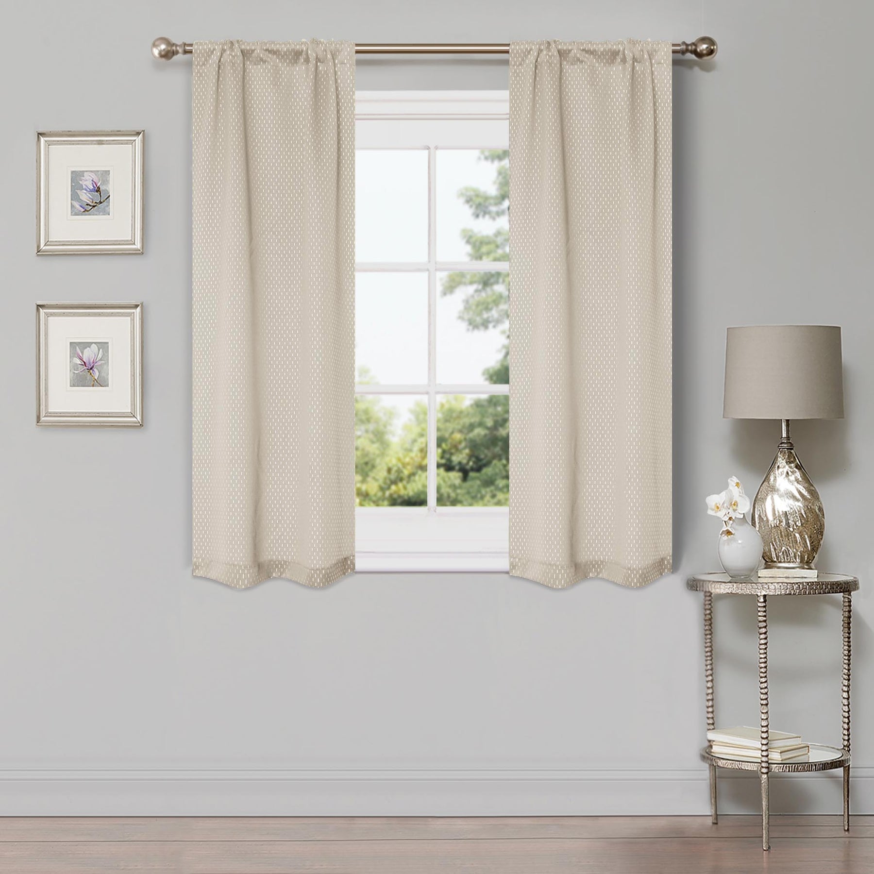 Blackout Solid Shimmer Grommet Curtain Panel - Ivory