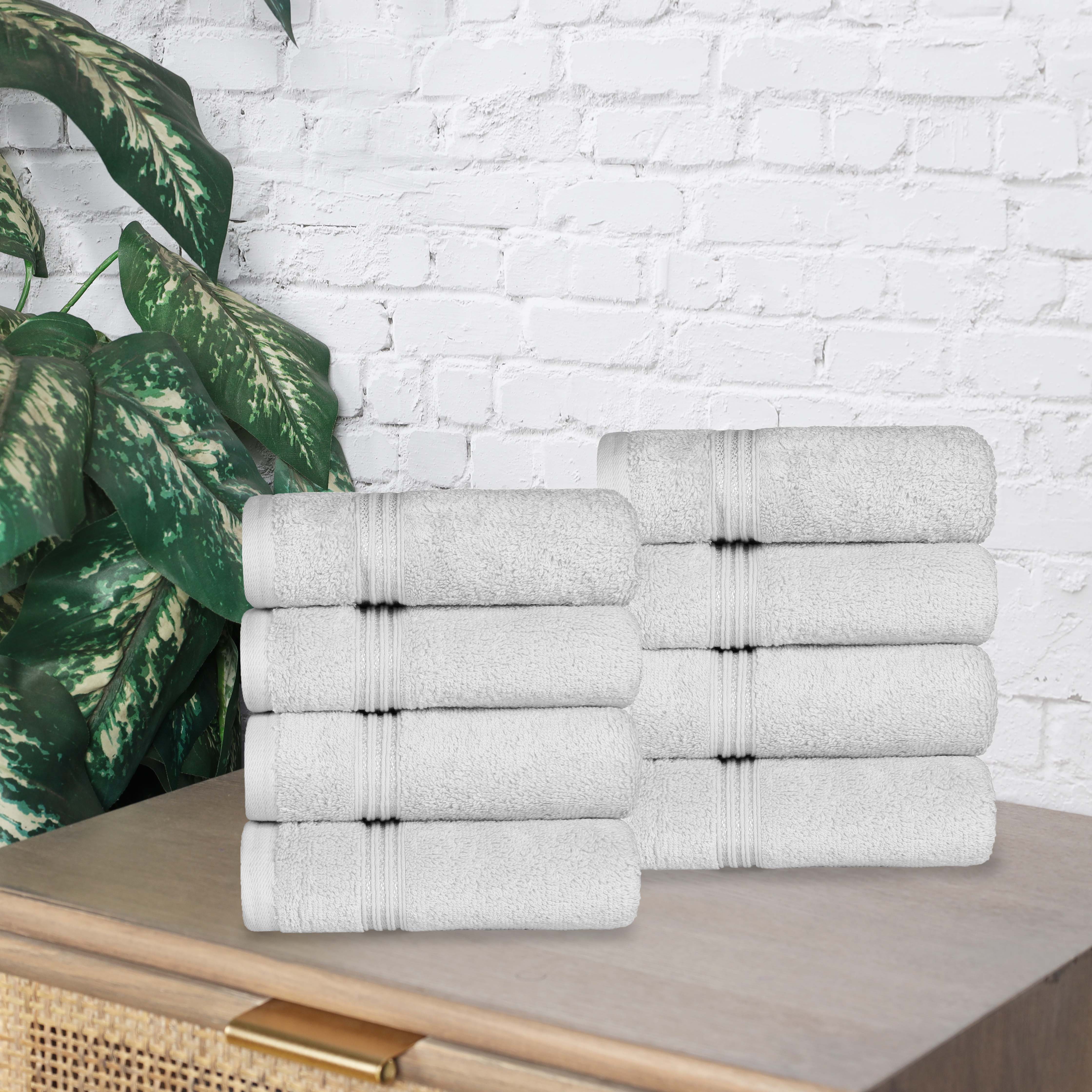 Heritage Egyptian Cotton Plush Thick Absorbent Hand Towel Set of 8 - Egyptian Cotton Hand Towel by Superior