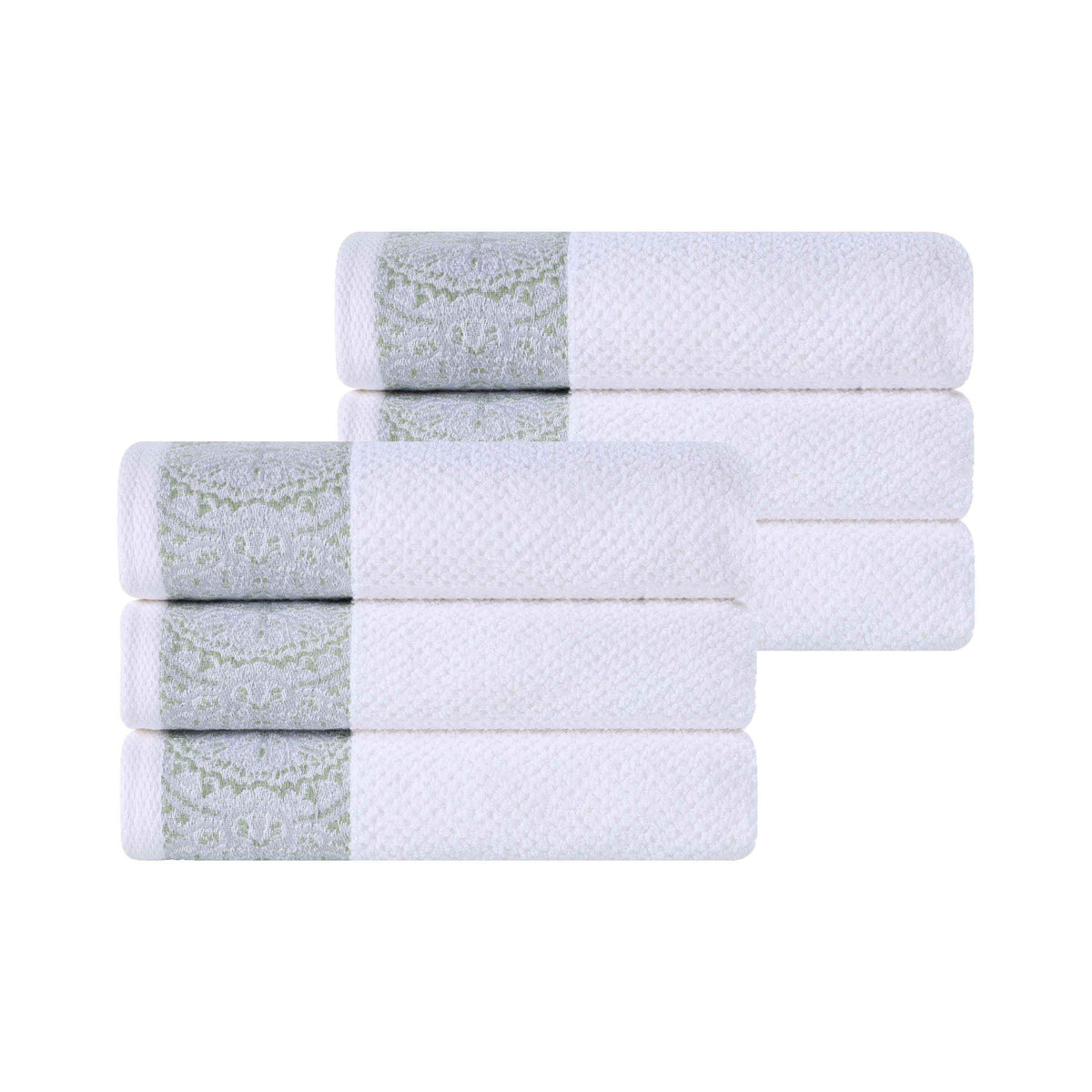 Medallion Cotton Jacquard Textured Soft Absorbent Hand Towel Set of 6
