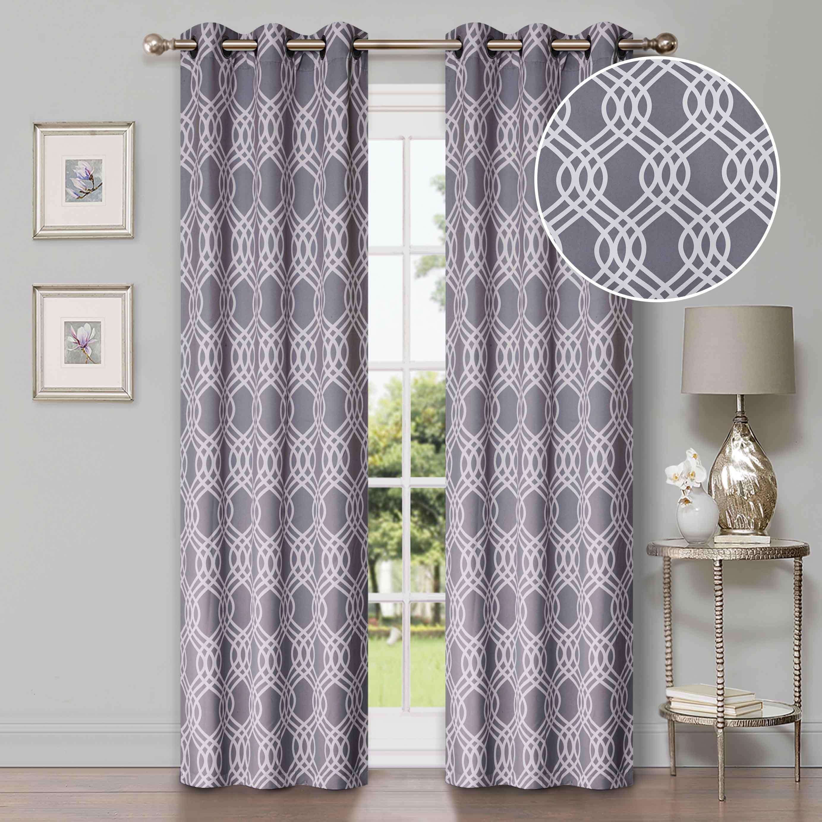 Ribbon Trellis Washable Room Darkening Blackout Curtains, Set of 2 - Blackout Curtains by Superior Brand