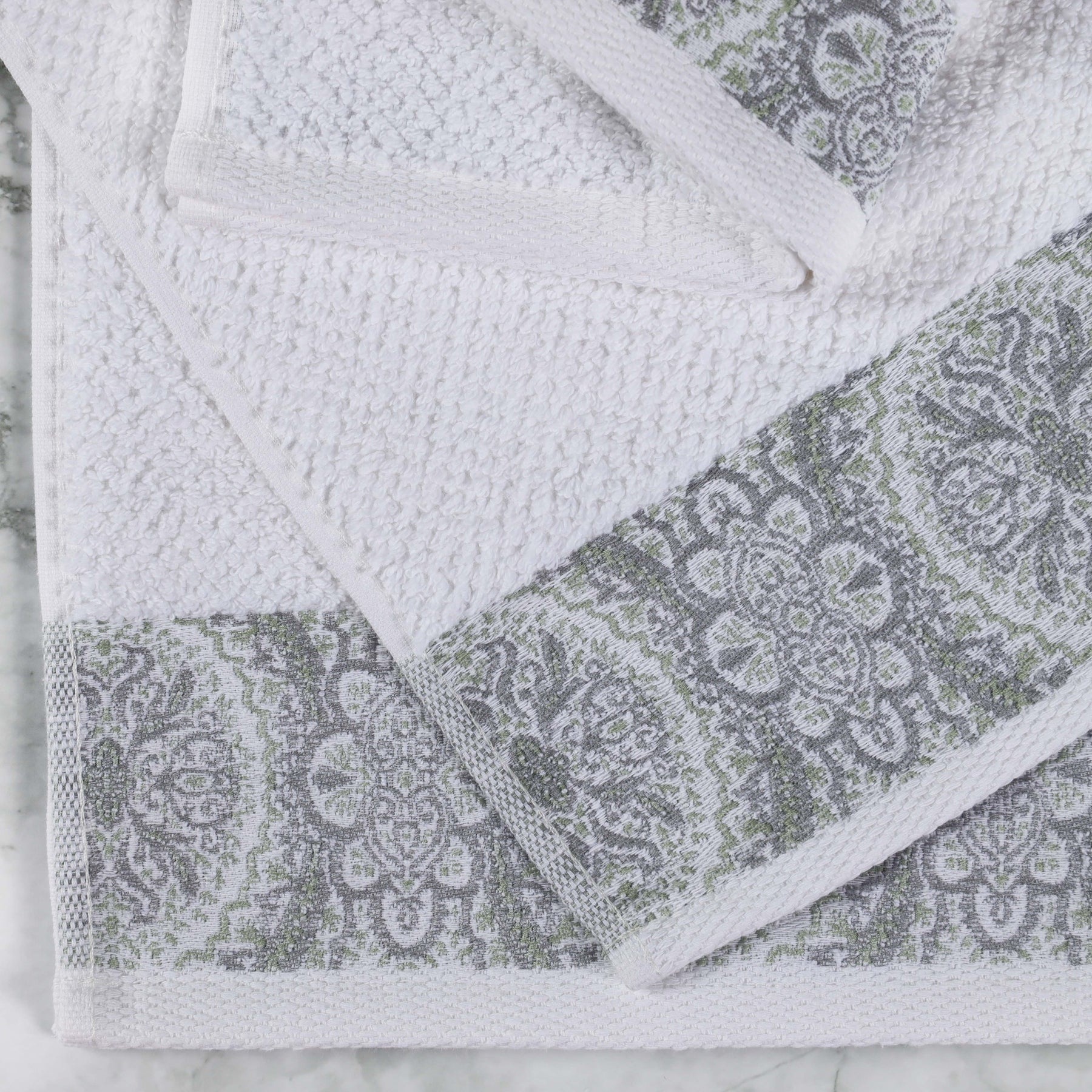Medallion Cotton Jacquard Textured 6 Piece Assorted Towel Set