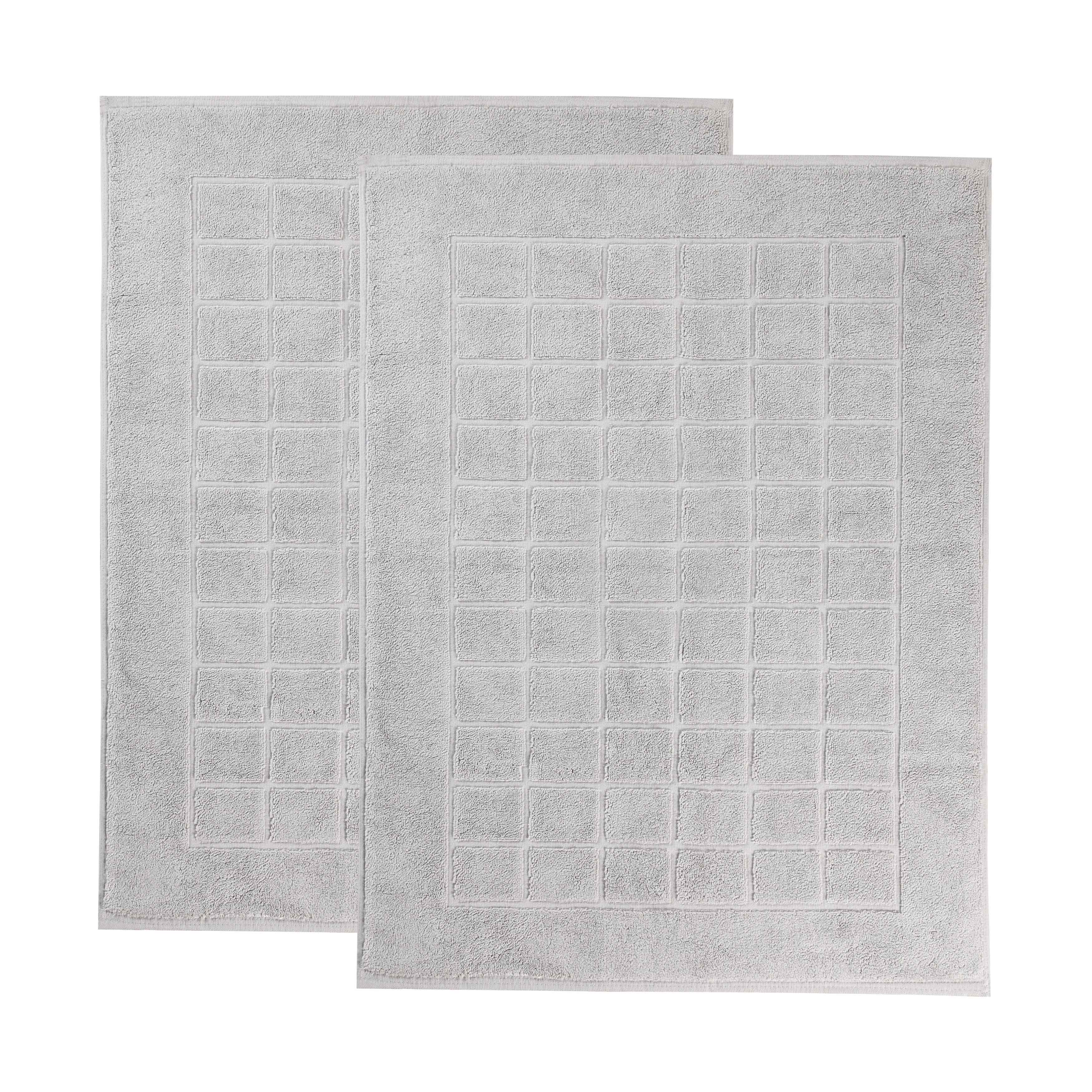 Nora Cotton Solid Absorbent Thick Checkered Washable Bath Mat Set of 2 - Bath Mats by Superior Brand