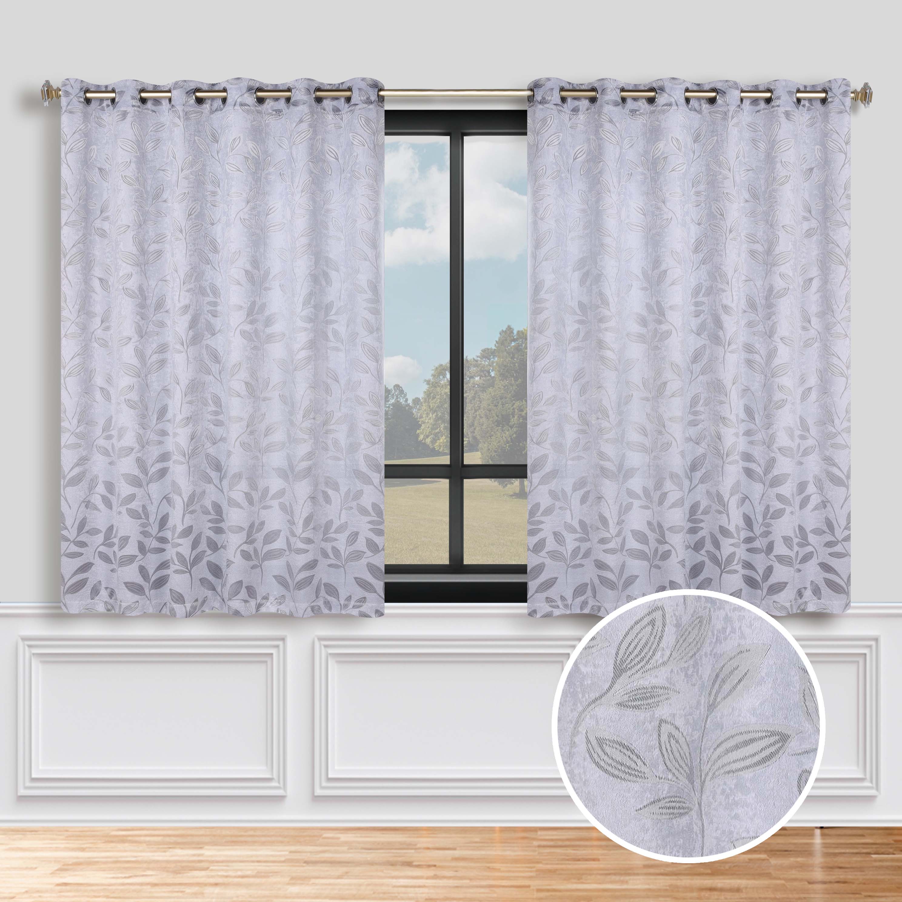 Leaves Room Darkening Grommet Blackout Curtain Panels, Set of 2 - Blackout Curtains by Superior Brand