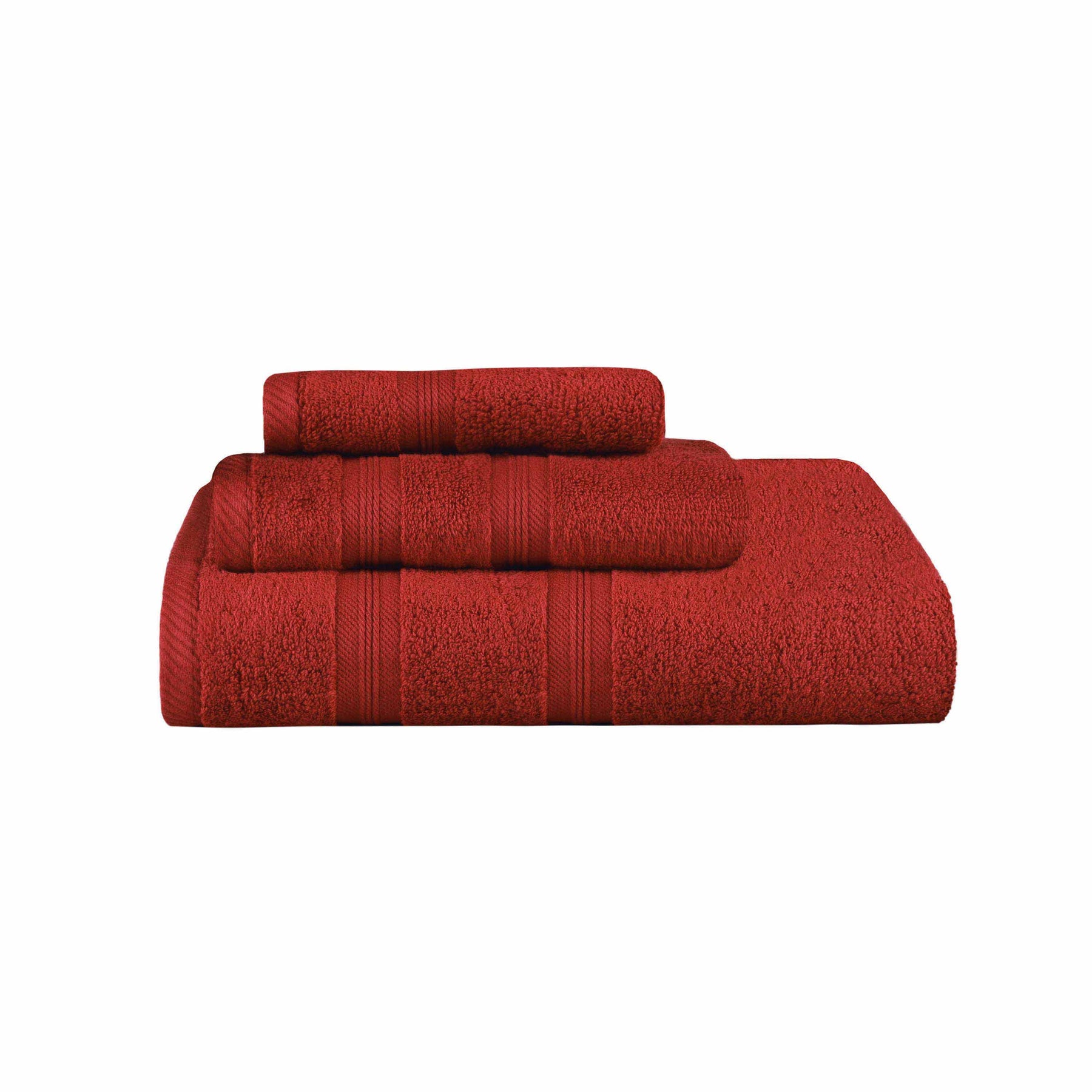 Smart Dry Zero Twist Cotton 3-Piece Assorted Towel Set - Crimson