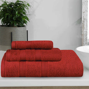 Smart Dry Zero Twist Cotton 3-Piece Assorted Towel Set - Crimson