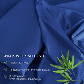 300 Thread Count Rayon From Bamboo Solid Deep Pocket Sheet Set - SmokedBlue