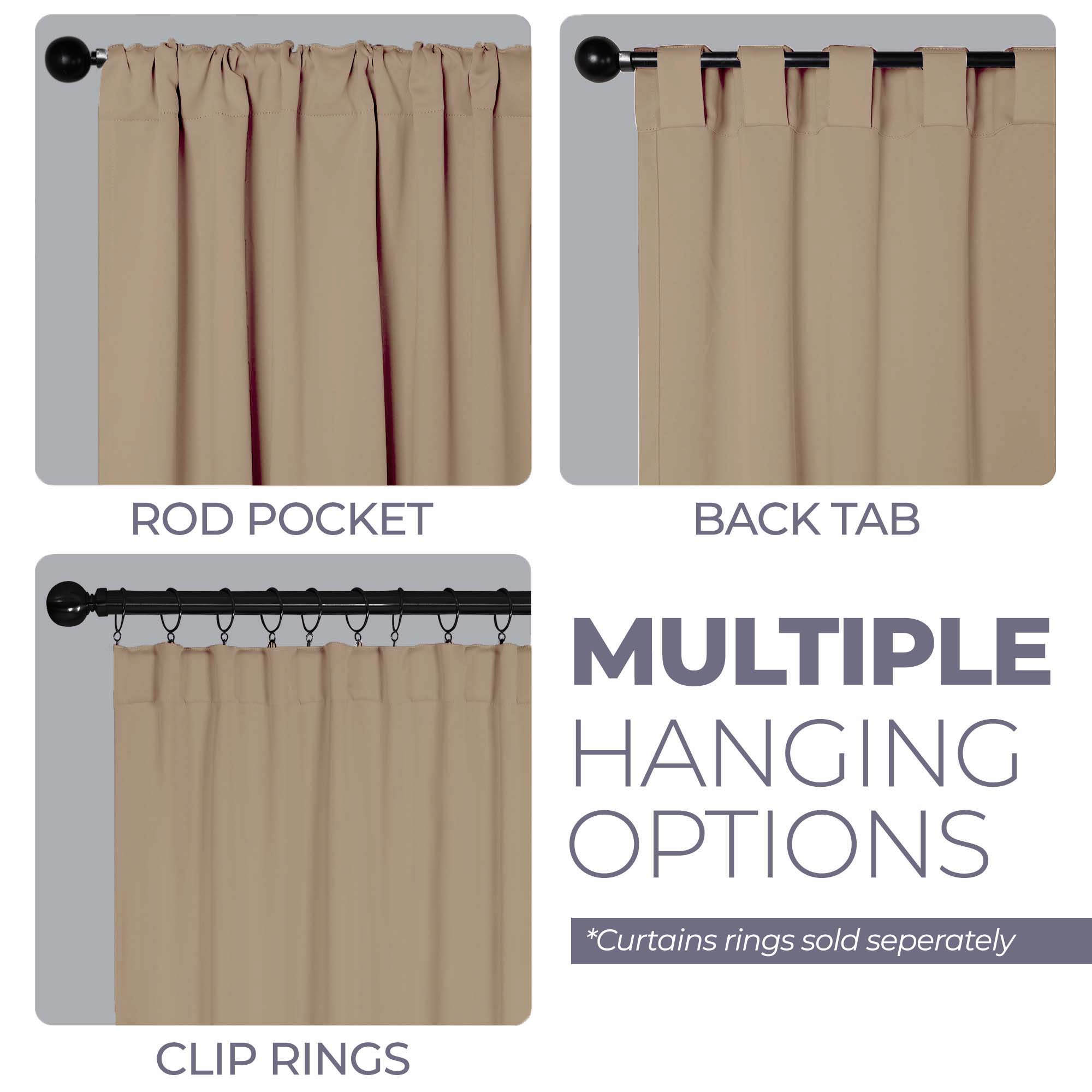 Solid Room Darkening Blackout Curtain Panels, Back Tabs, Set of 2 - Blackout Curtains by Superior