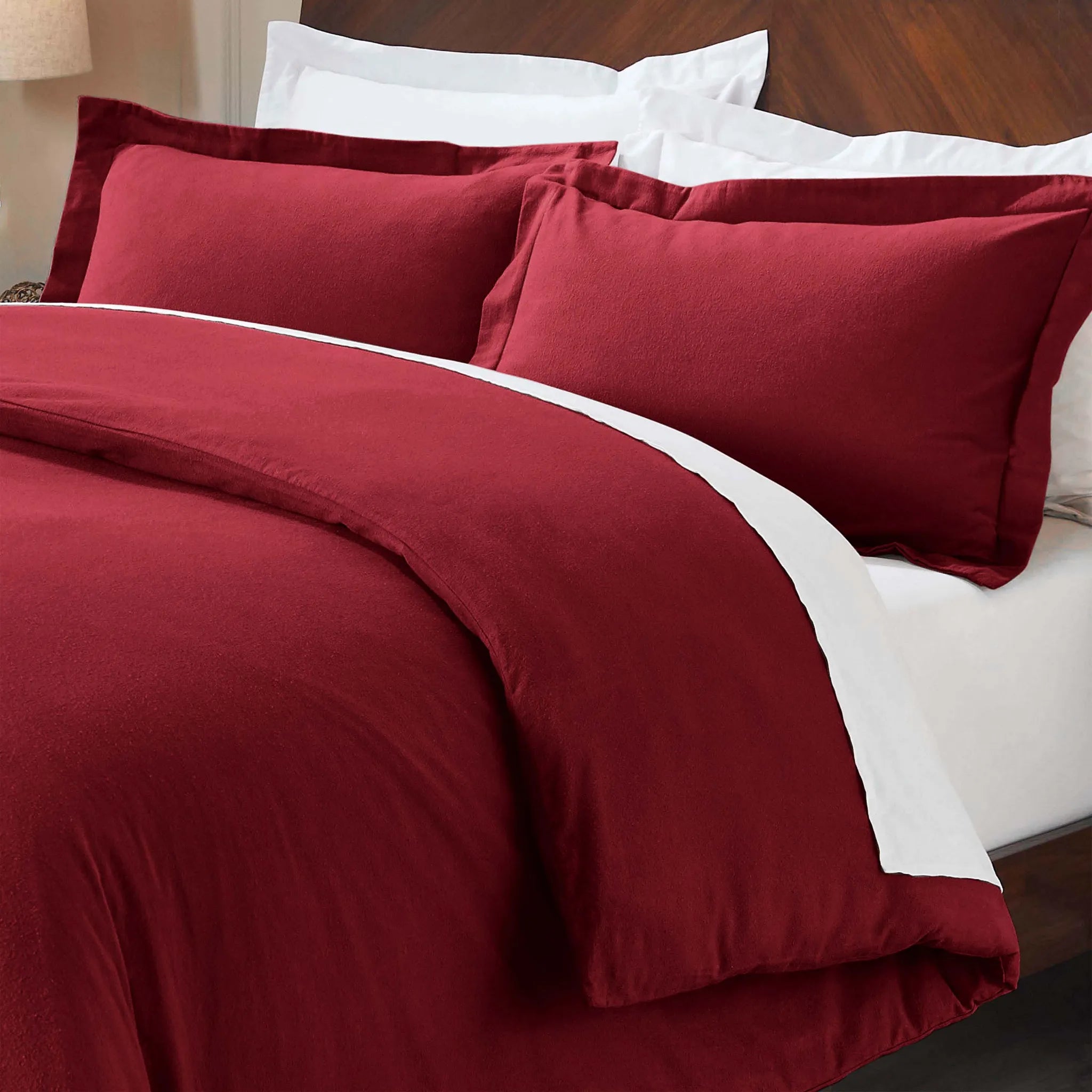 Flannel Cotton Modern Solid Fuzzy Duvet Cover Set With Pillow Shams