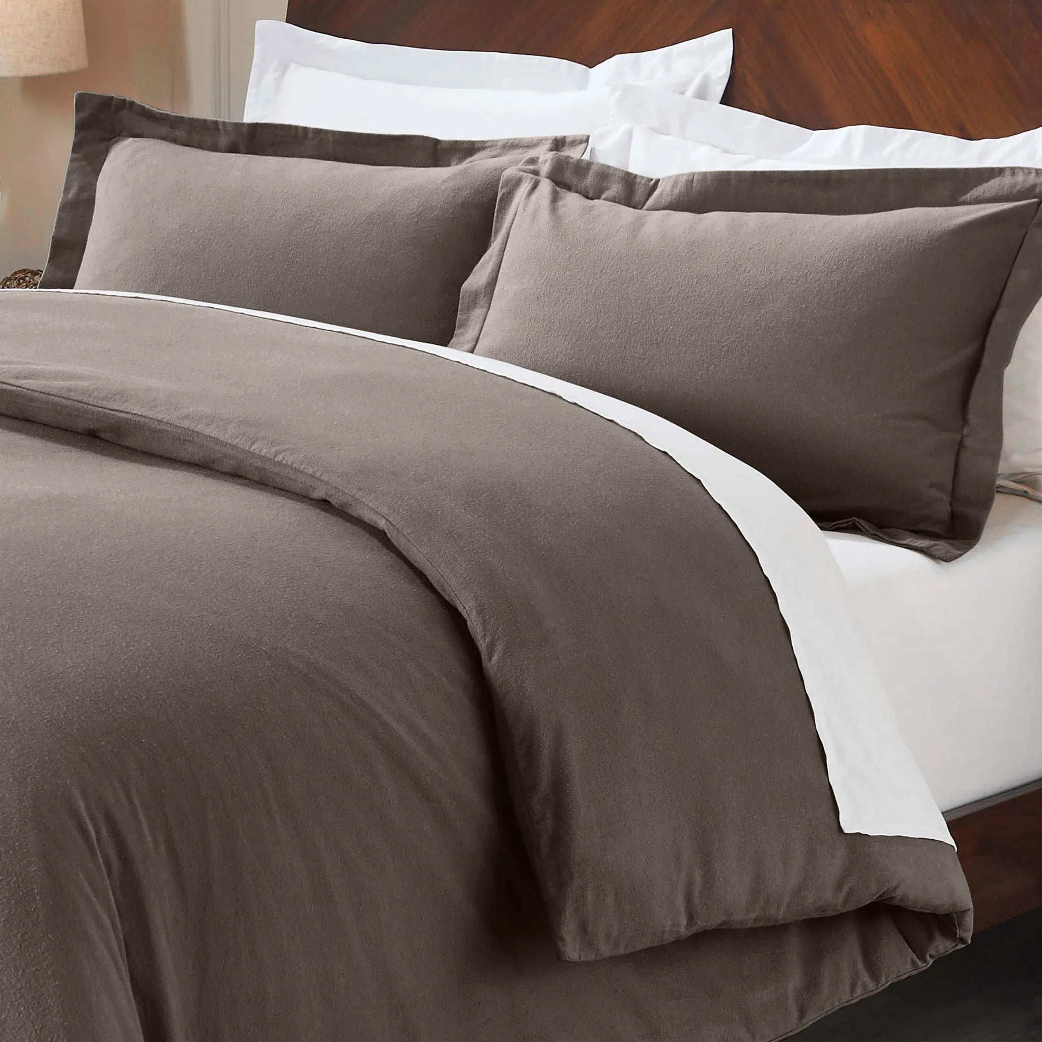 Flannel Cotton Modern Solid Fuzzy Duvet Cover Set With Pillow Shams