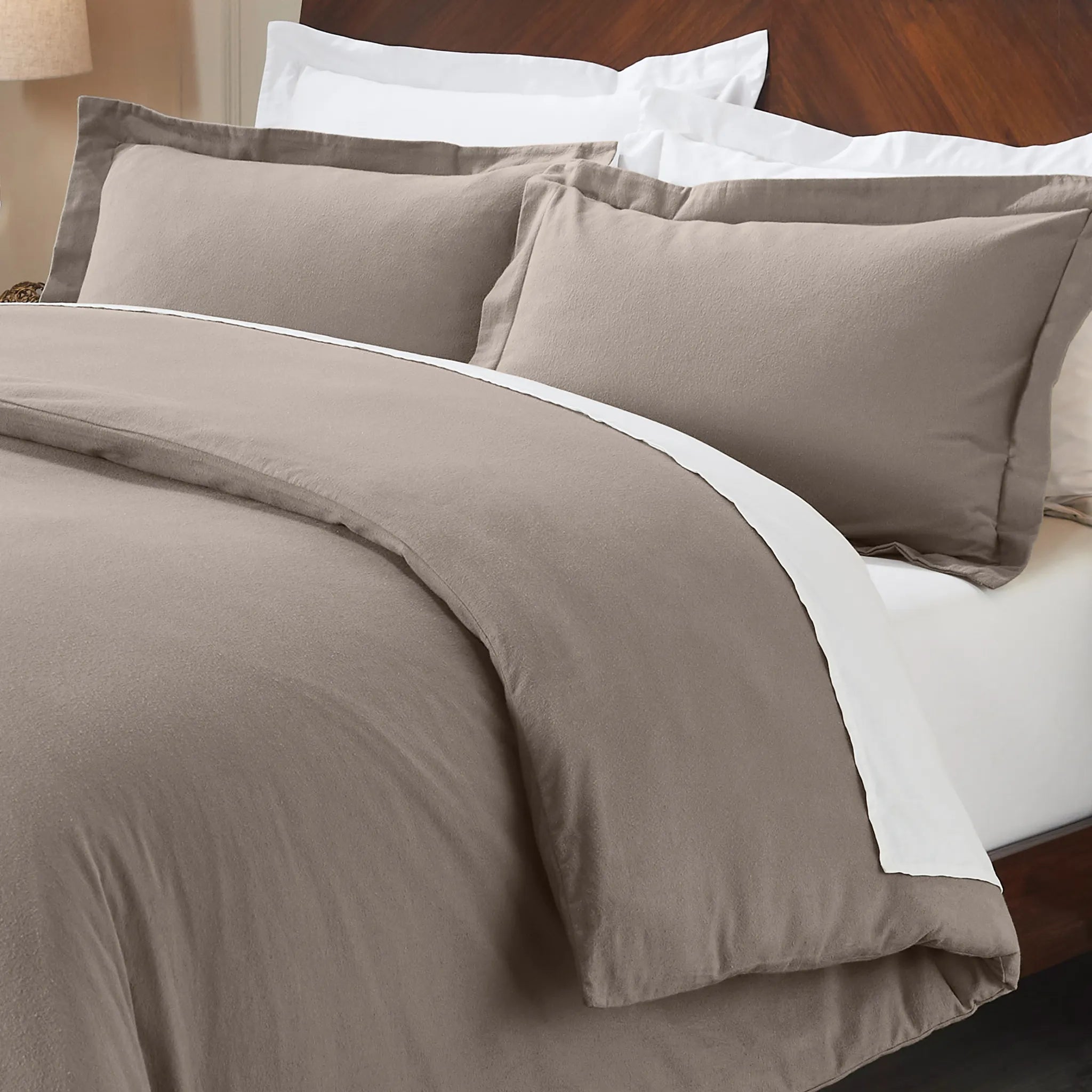 Flannel Cotton Modern Solid Fuzzy Duvet Cover Set With Pillow Shams