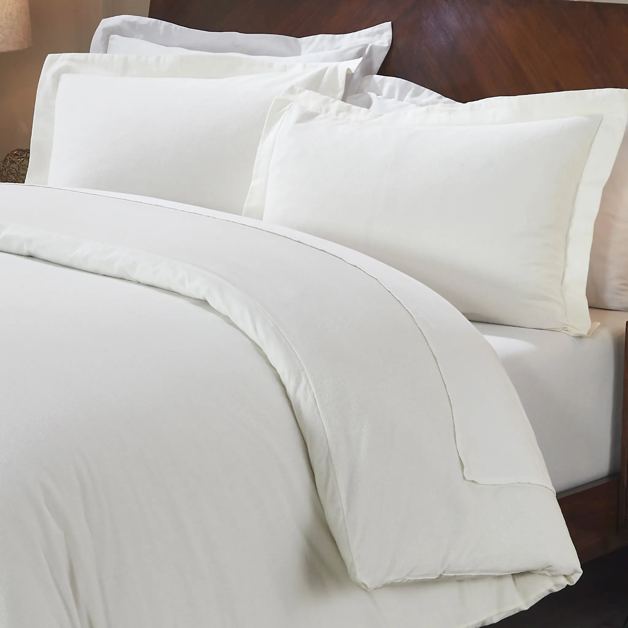 Flannel Cotton Modern Solid Fuzzy Duvet Cover Set With Pillow Shams