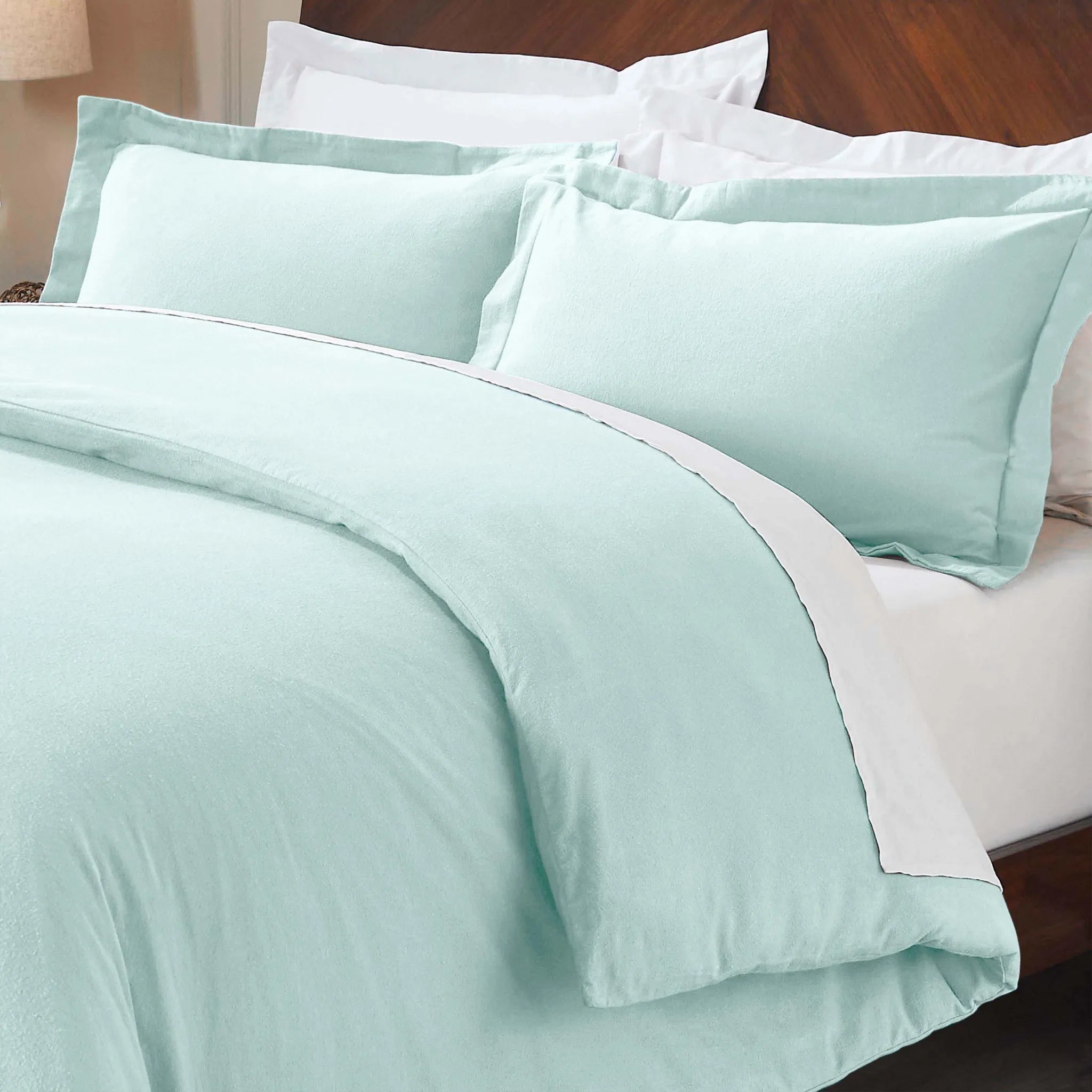 Flannel Cotton Modern Solid Fuzzy Duvet Cover Set With Pillow Shams