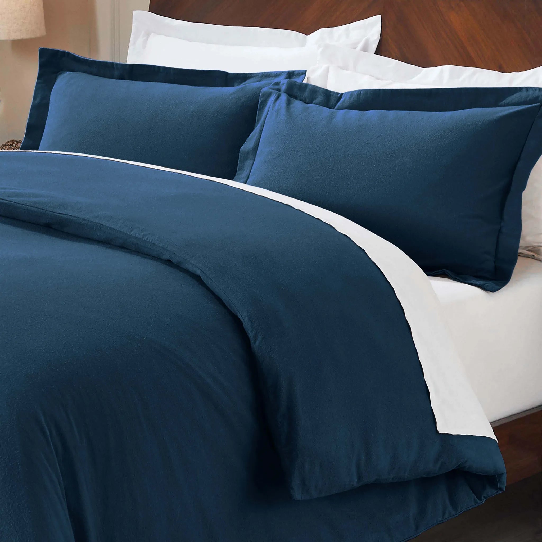 Flannel Cotton Modern Solid Fuzzy Duvet Cover Set With Pillow Shams