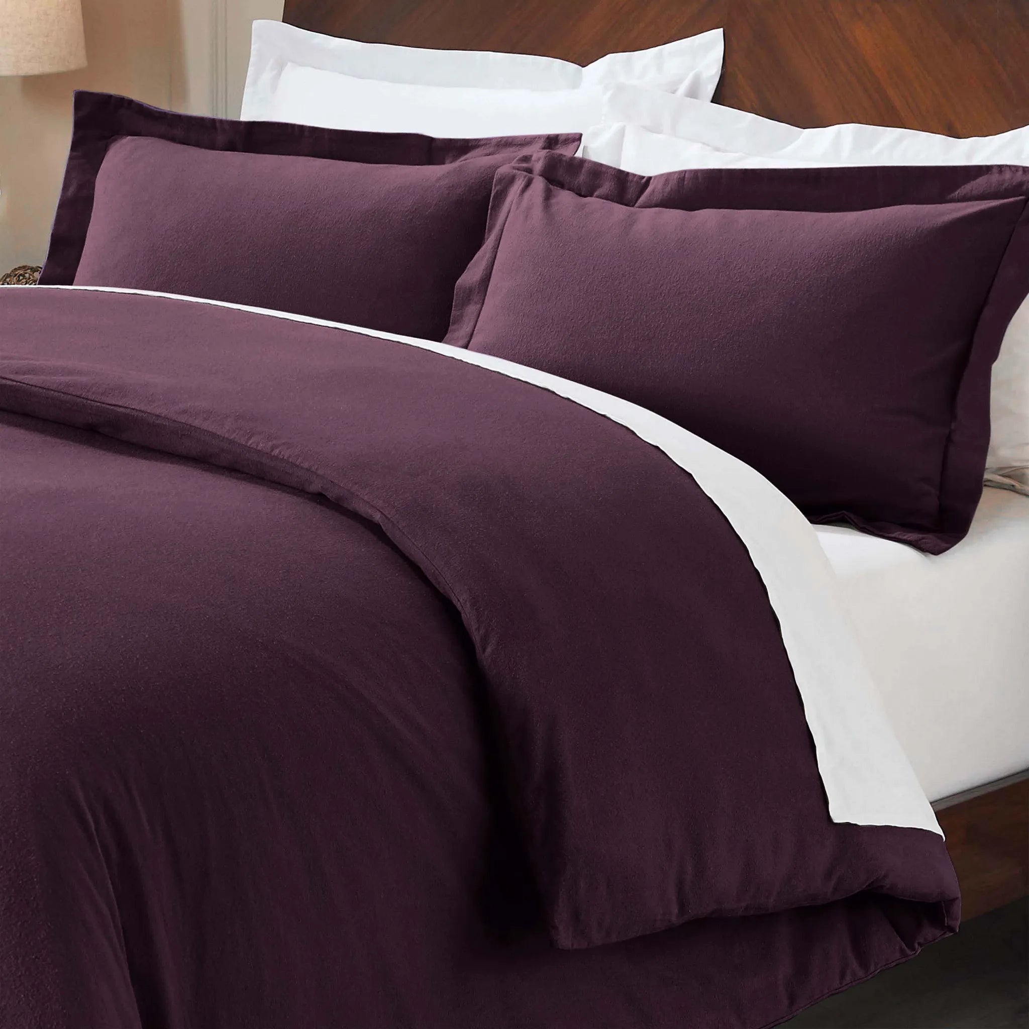 Flannel Cotton Modern Solid Fuzzy Duvet Cover Set With Pillow Shams