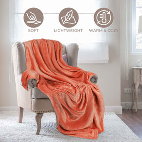 Fleece Plush Medium Weight Fluffy Soft Decorative Blanket Or Throw - Creamsicle