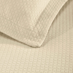 Solitaire Jacquard Matelassé Cotton Diamond Solitaire Bedspread Set - Ivory