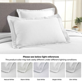 Solitaire Jacquard Matelassé Cotton Diamond Solitaire Bedspread Set - White