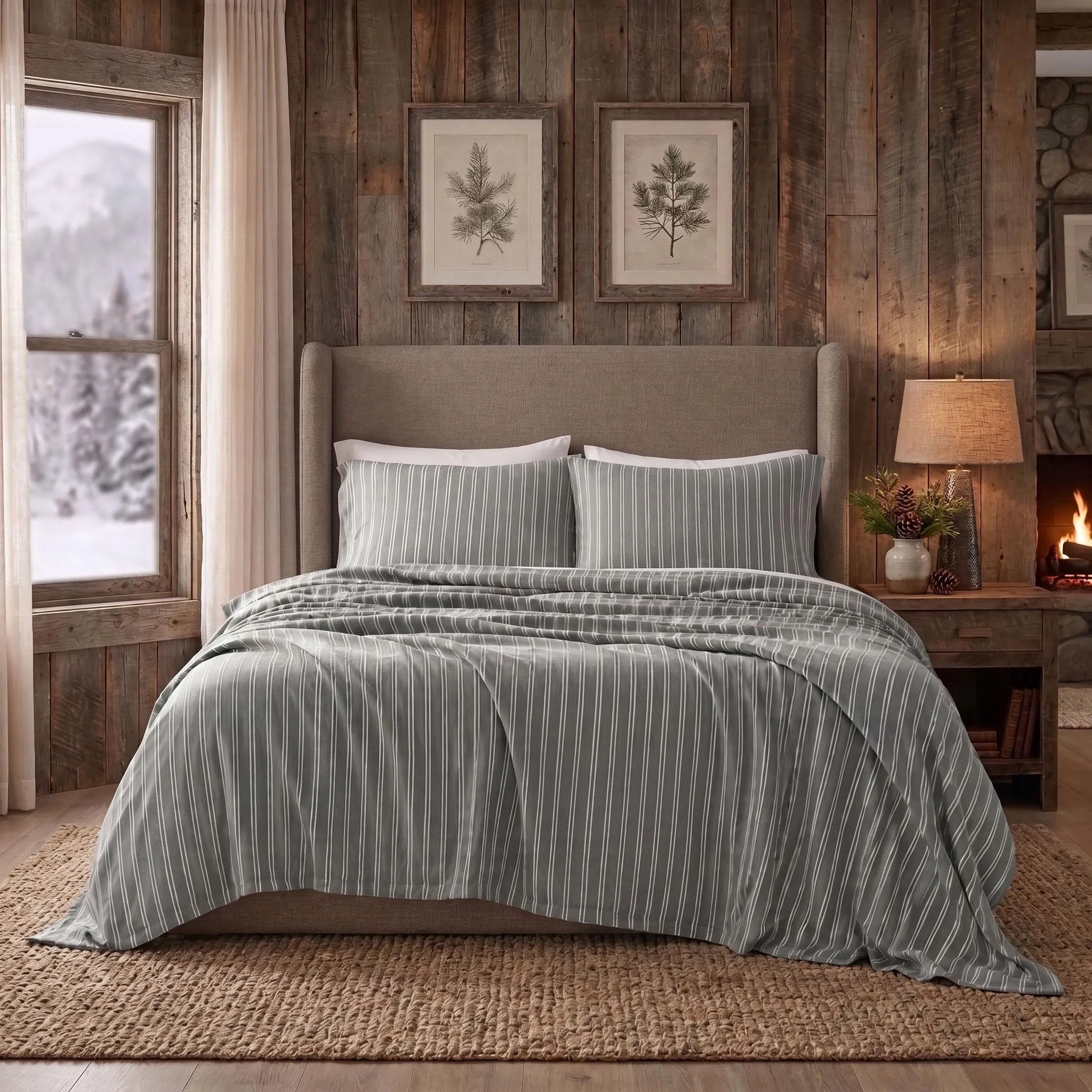 Sophia Cotton Flannel Striped Bed Sheet Set