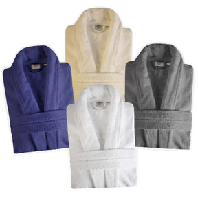 Classic Men's Home and Bath Collection Traditional Turkish Cotton Cozy Bathrobe with Adjustable Belt and Hanging Loop  - Ivory