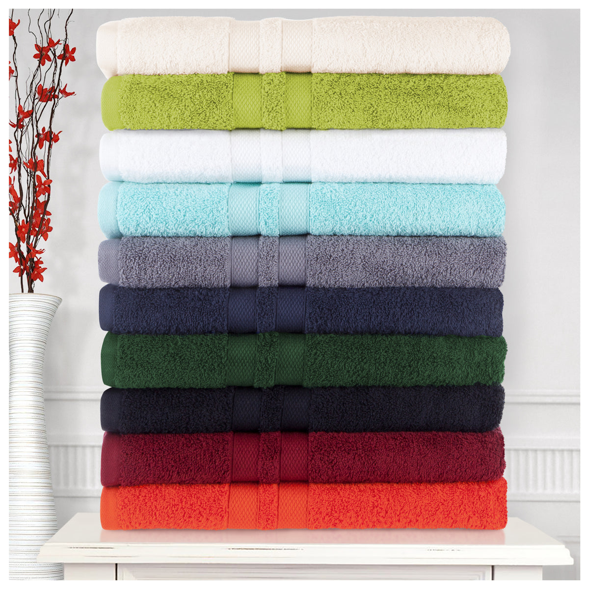 Superior Ultra Soft Cotton Absorbent Solid Assorted 6-Piece Towel Set