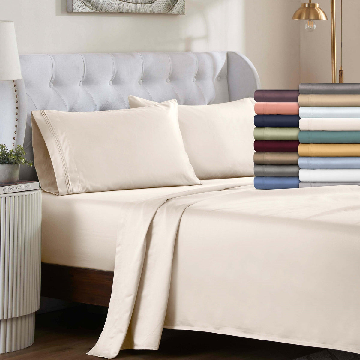 1000 Thread Count Egyptian Cotton Deep Pocket 4 Piece Sheet Set