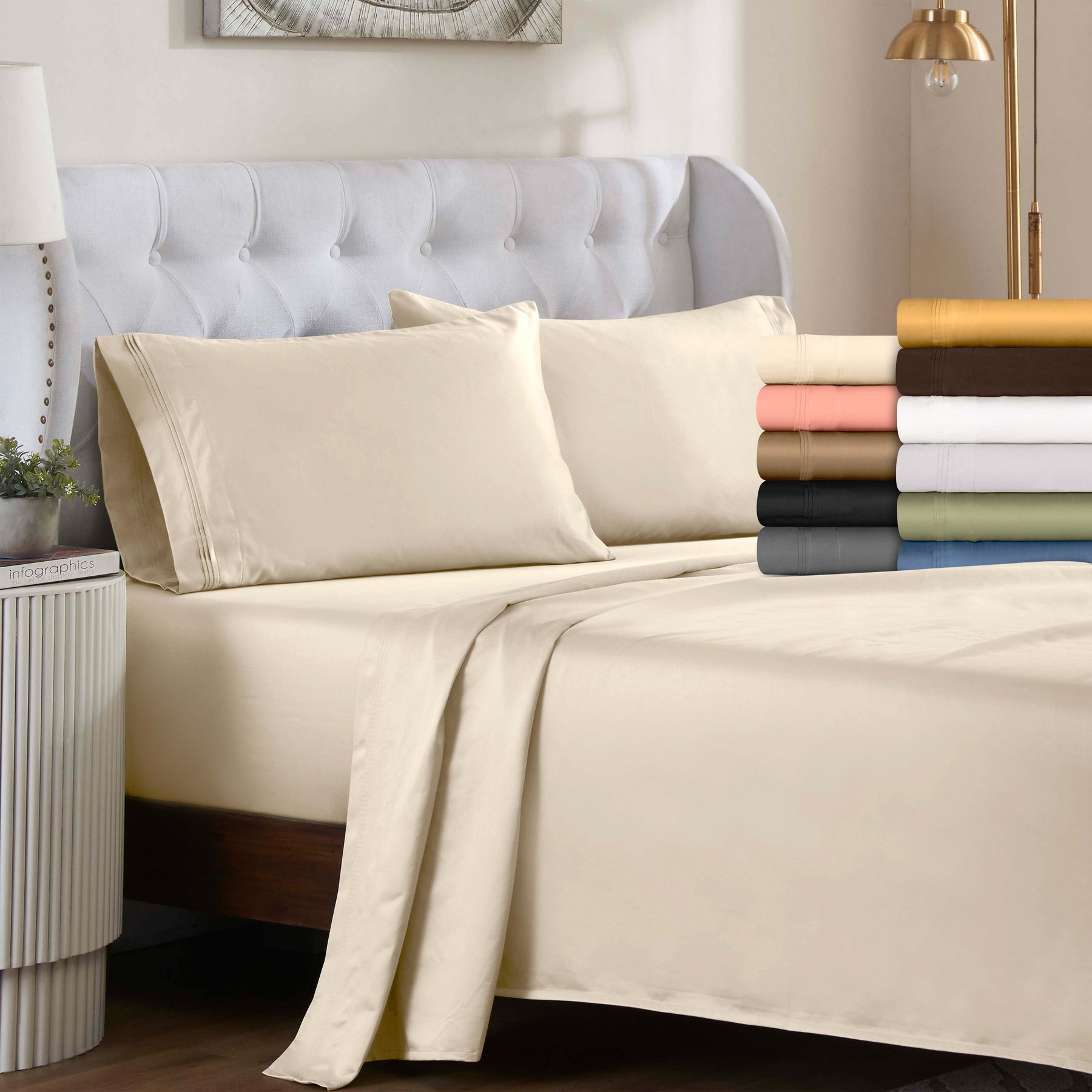 Superior 1500 Thread Count Egyptian Cotton Solid 4 Piece Bed Sheet Set