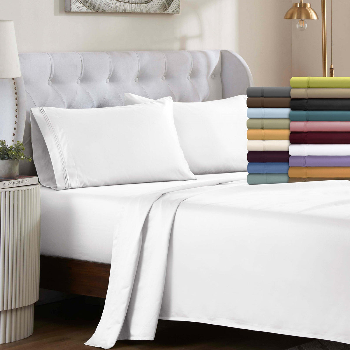 650 Thread Count Egyptian Cotton Solid Deep Pocket Sheet Set