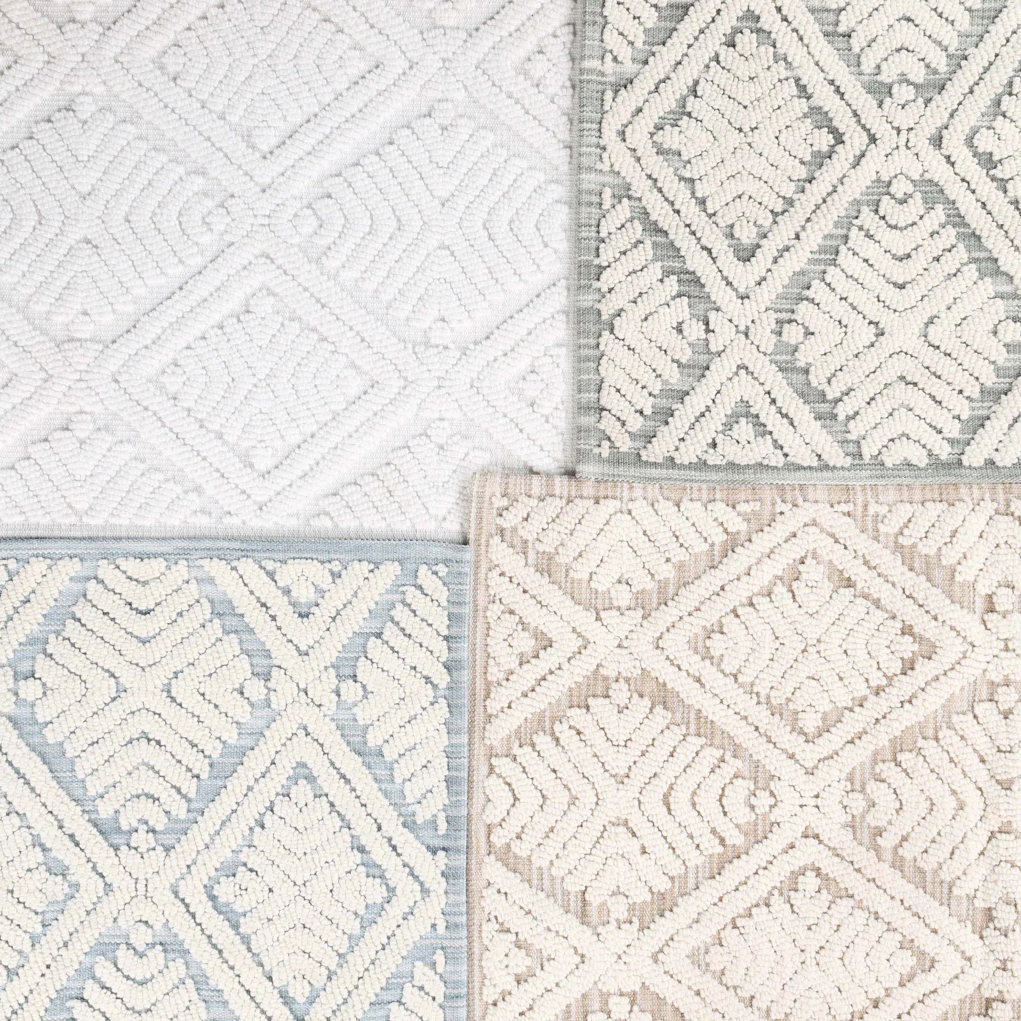 Ceton Diamond Trellis Textured Machine Washable Bath Rugs, Set of 2 - Bath Rugs by Superior Brand