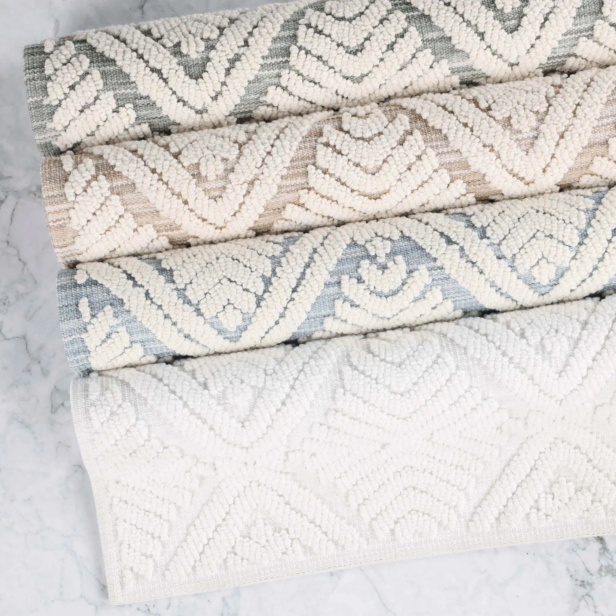 Ceton Diamond Trellis Textured Machine Washable Bath Rugs, Set of 2 - Bath Rugs by Superior Brand