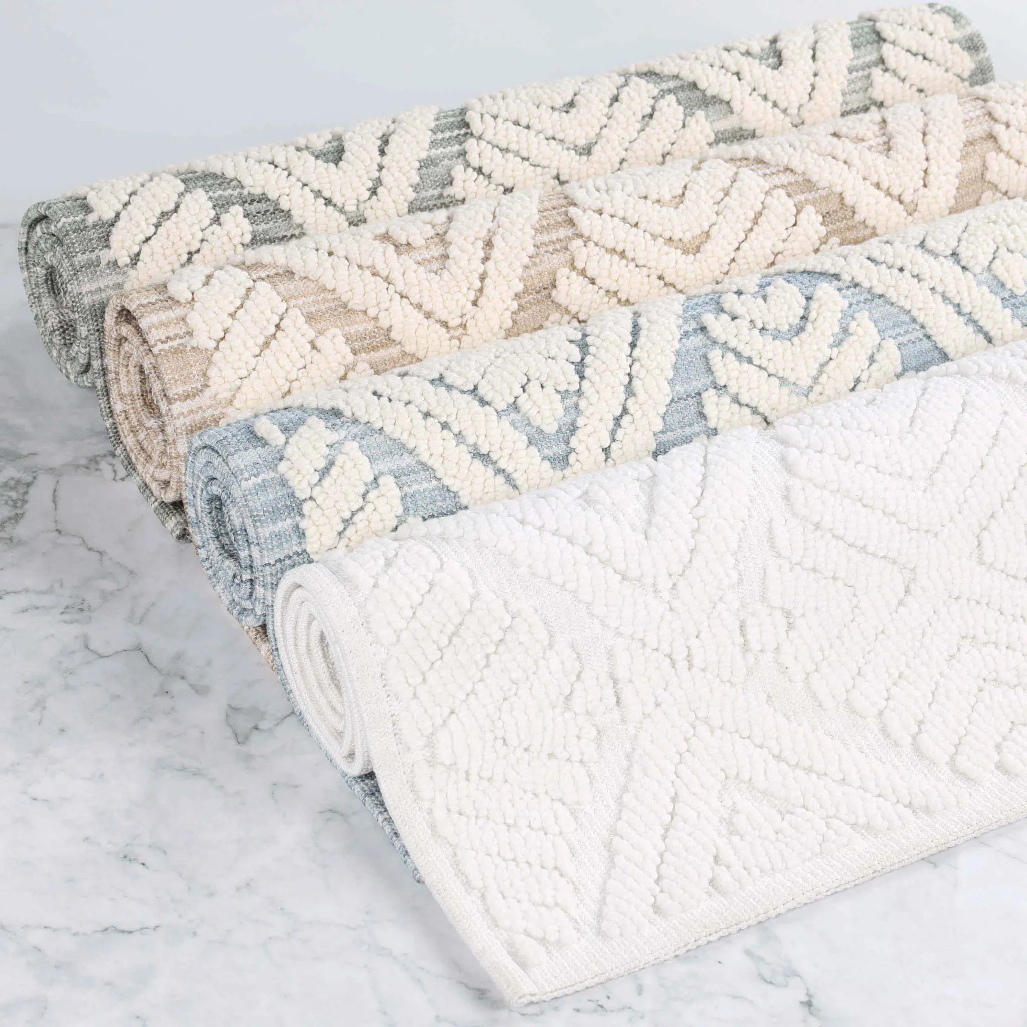 Ceton Diamond Trellis Textured Machine Washable Bath Rugs, Set of 2 - Bath Rugs by Superior Brand