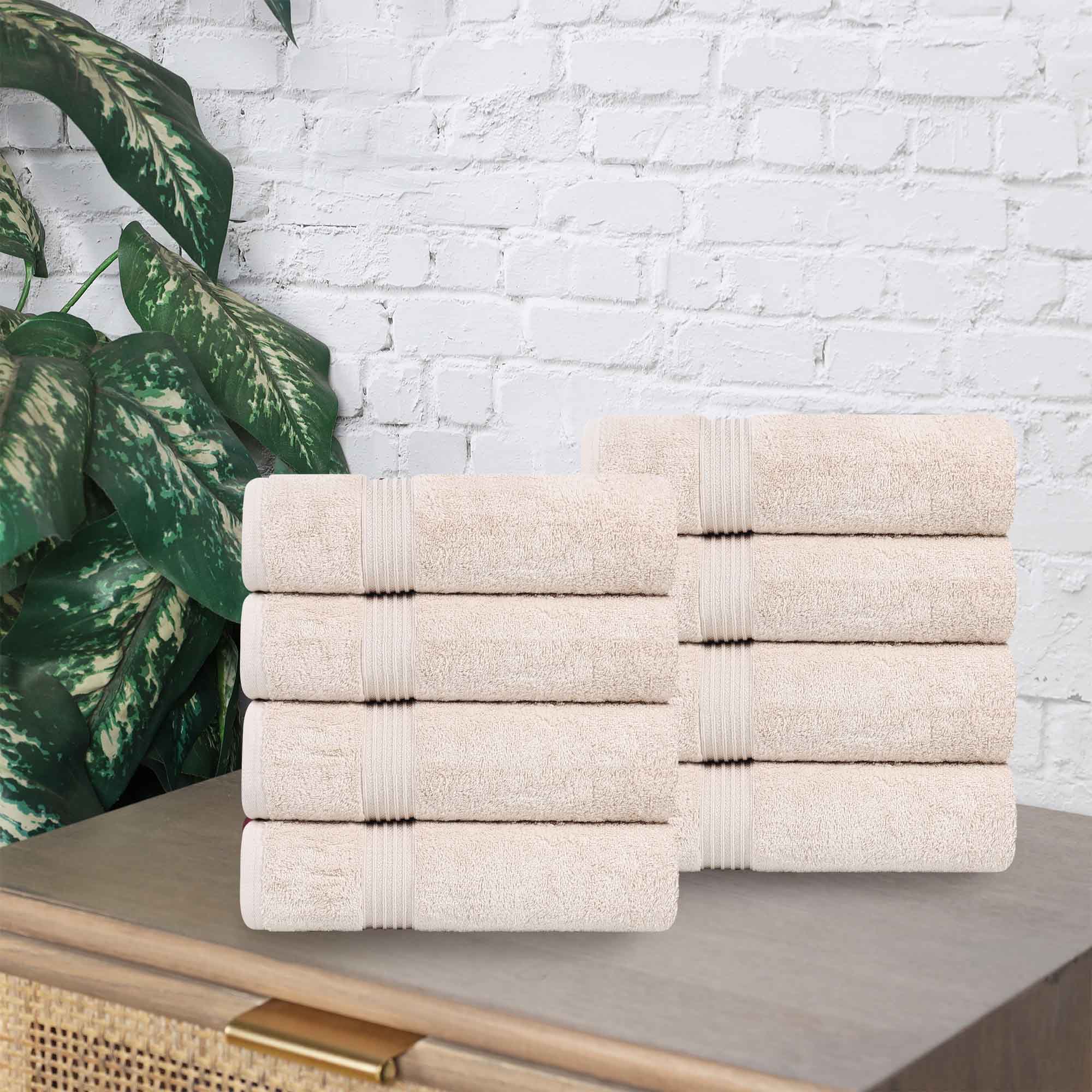Heritage Egyptian Cotton Plush Thick Absorbent Hand Towel Set of 8 - Egyptian Cotton Hand Towel by Superior